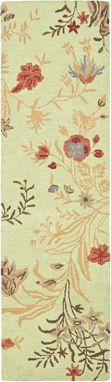 SAFAVIEH Blossom Kelly Floral Flower Wool Area Rug, Light Green/Multi, 8' x 10'