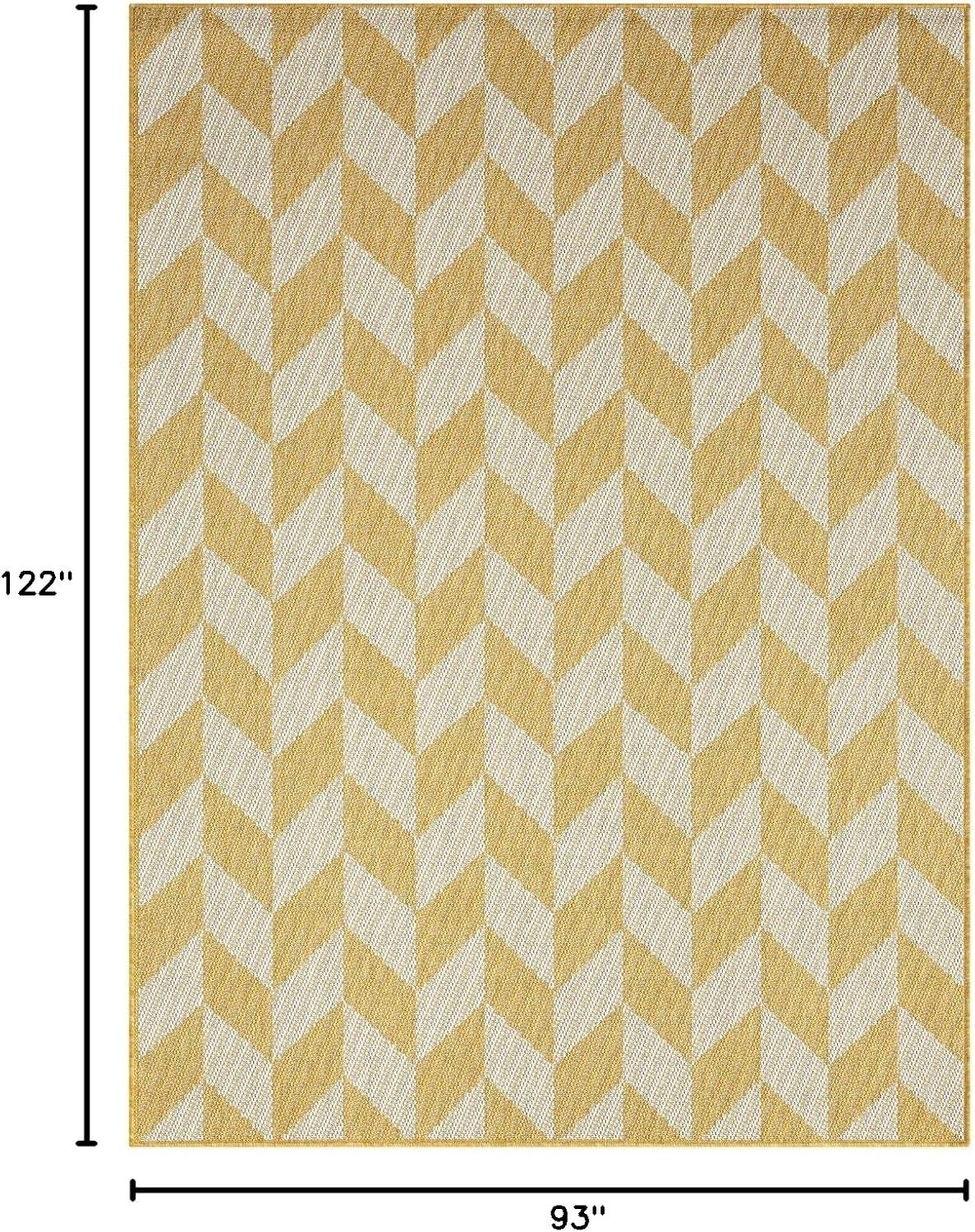 NICOLE MILLER NEW YORK Patio Country Calla Herringbone Indoor/Outdoor Area Rug, Yellow/Cream