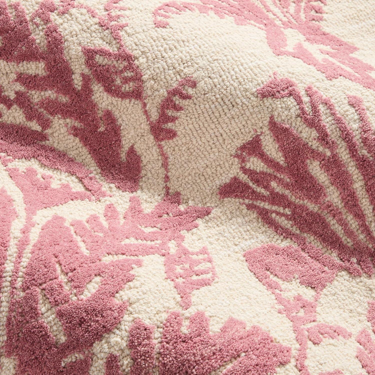 NICOLE MILLER NEW YORK Mod Damask Chambray Handcrafted Wool Area Rug Rose