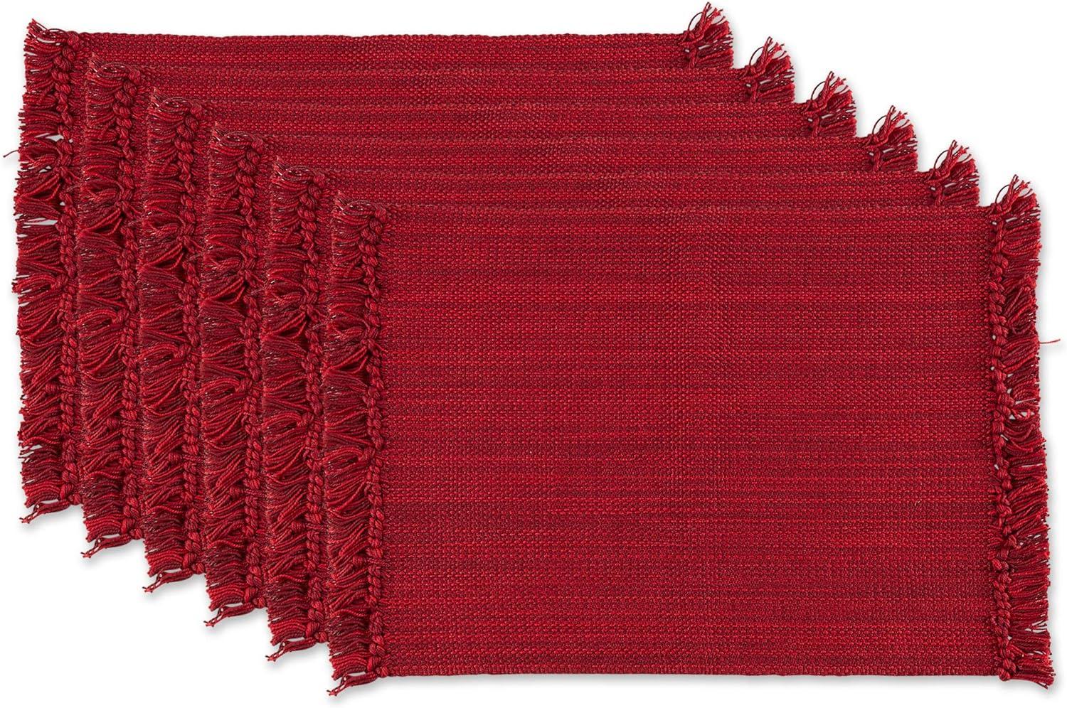 Red Cotton Fringe Rectangular Placemats Set of 6