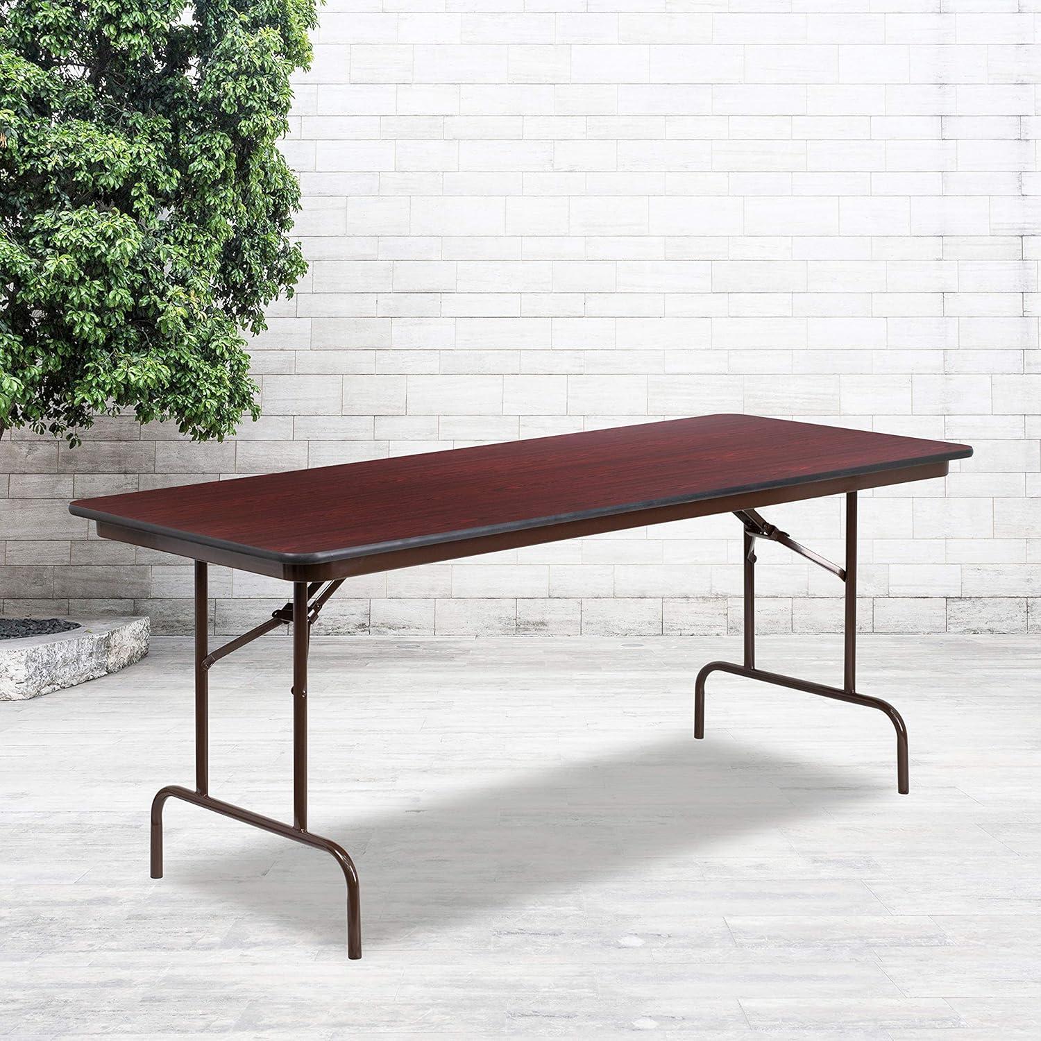 Wofford 24" x 48" Rectangular High Pressure Mahogany Laminate Folding Banquet Table