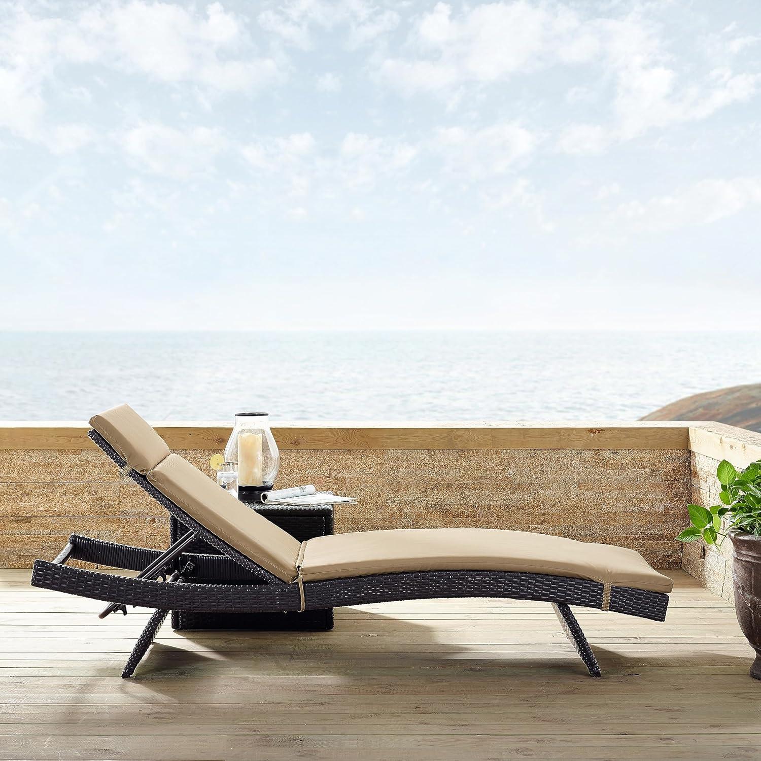 Biscayne Chaise Lounge with Mocha Cushion Brown - Crosley: Steel Frame, Weather-Resistant, Adjustable Back