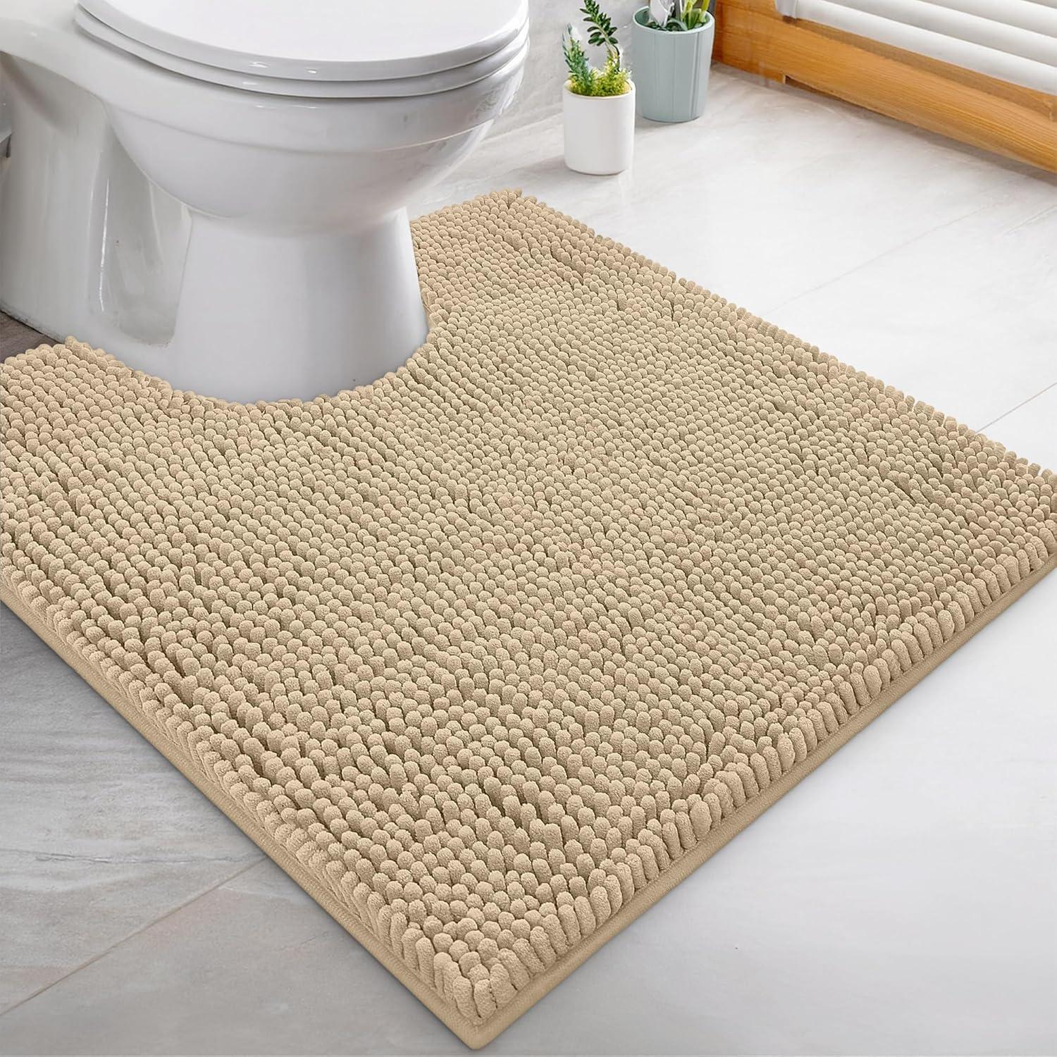 LuxUrux Soft & Plush Shaggy Plum Chenille Microfiber Bath Rug, 20" x 20'', Non-Slip Backing
