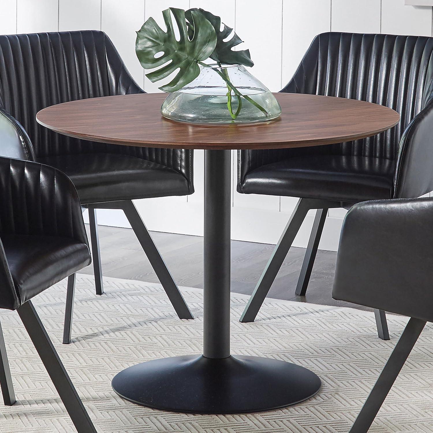 Cora 40'' Round Walnut and Black Dining Table