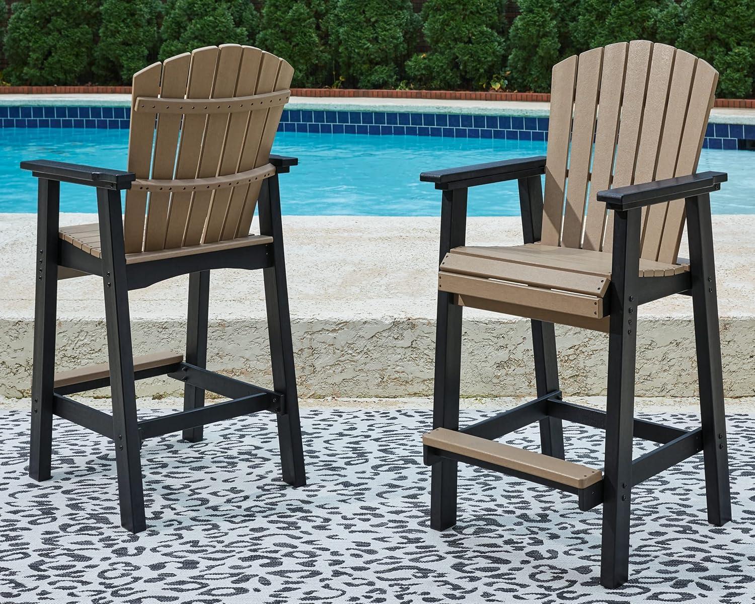 Signature Design by Ashley Contemporary Fairen Trail Barstool, Set of 2, Black/Driftwood