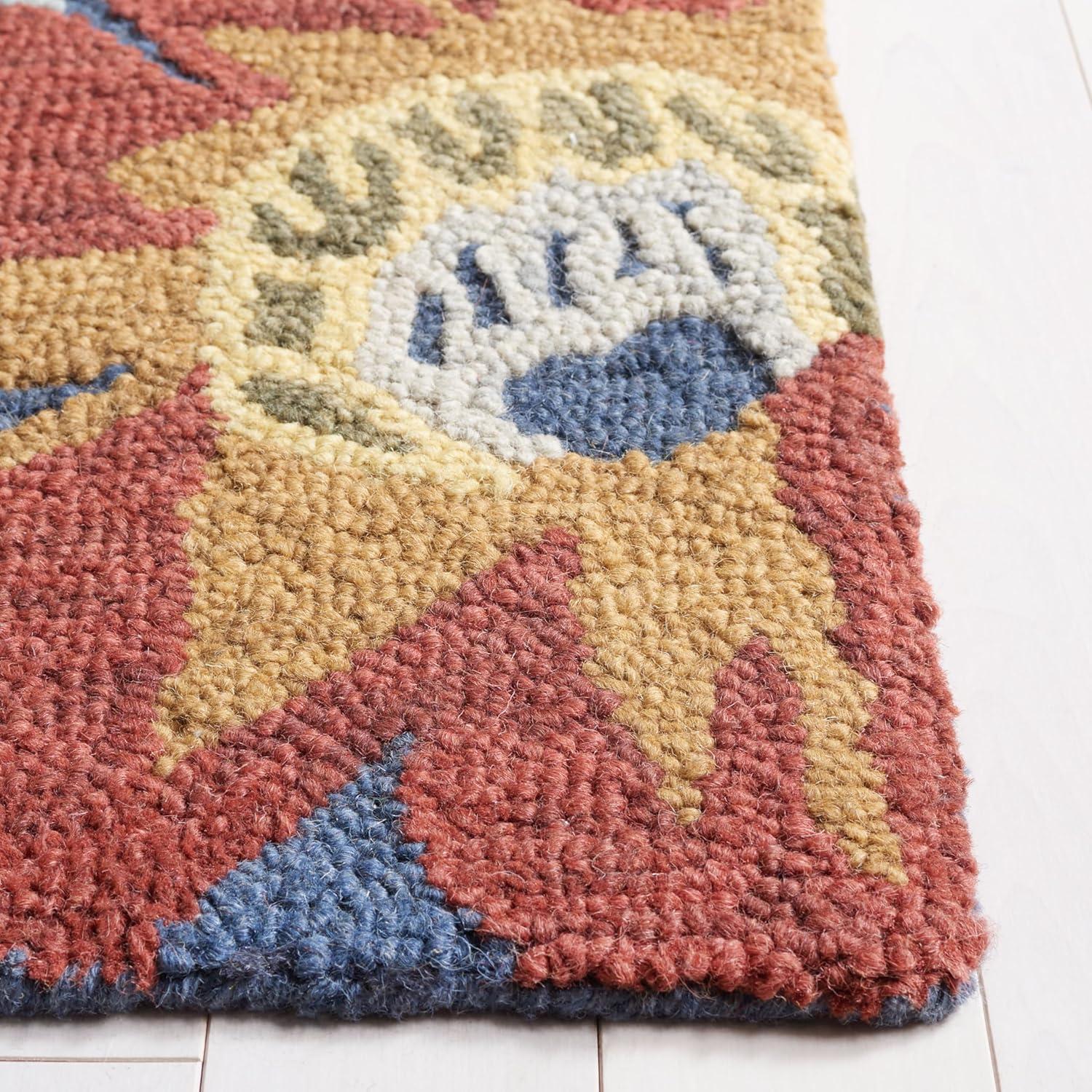 Handmade Red Floral Tufted Wool Rectangular Rug, 3' x 5'