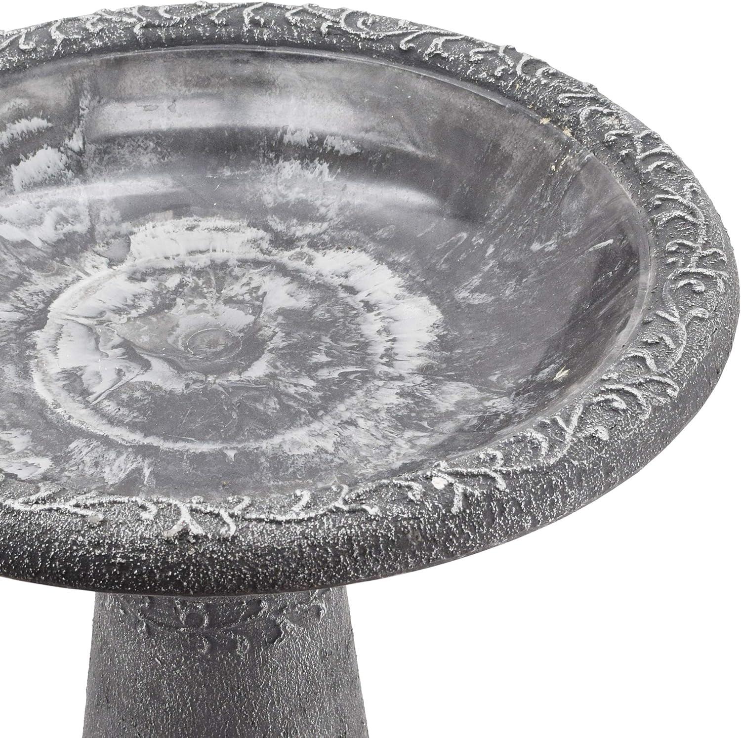 Arcadia Garden Fiberclay Birdbath with Ornate Floral Design