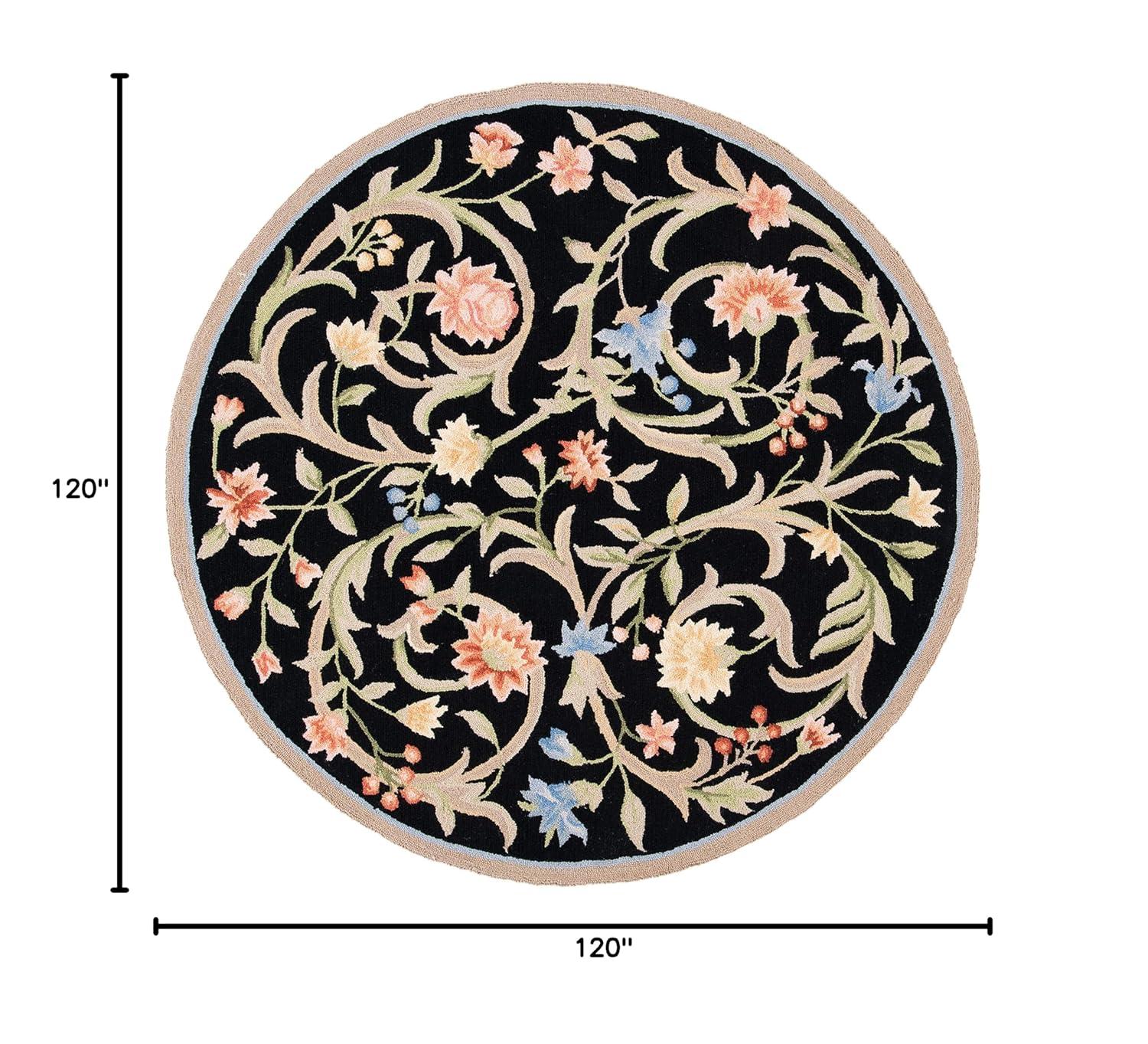 SAFAVIEH Chelsea Baxter Bordered Wool Area Rug, Black, 10' x 10' Round