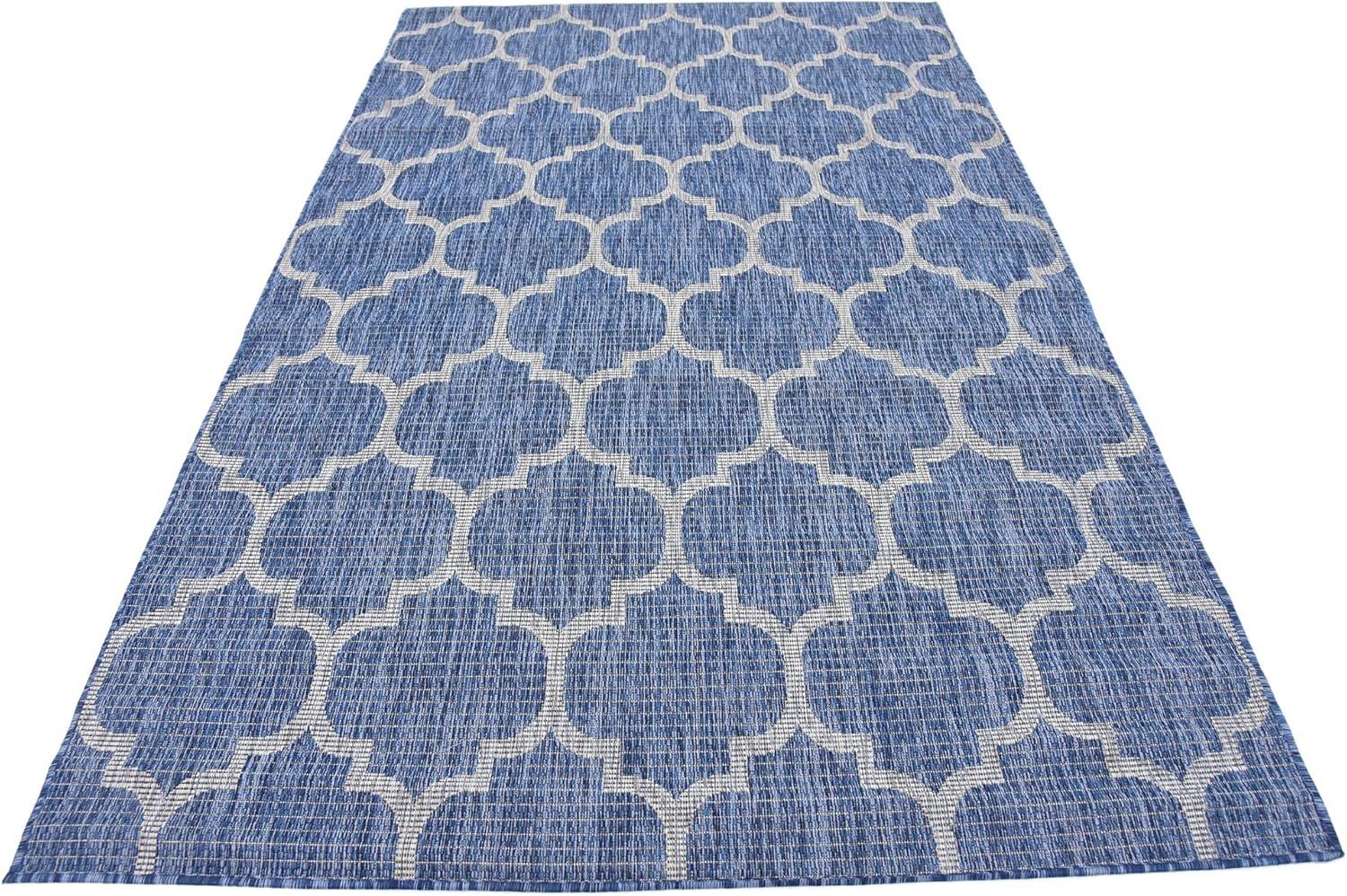 Unique Loom 5' 3 x 8' 0 Rectangle Indoor/Outdoor Trellis Navy Blue Area Rug