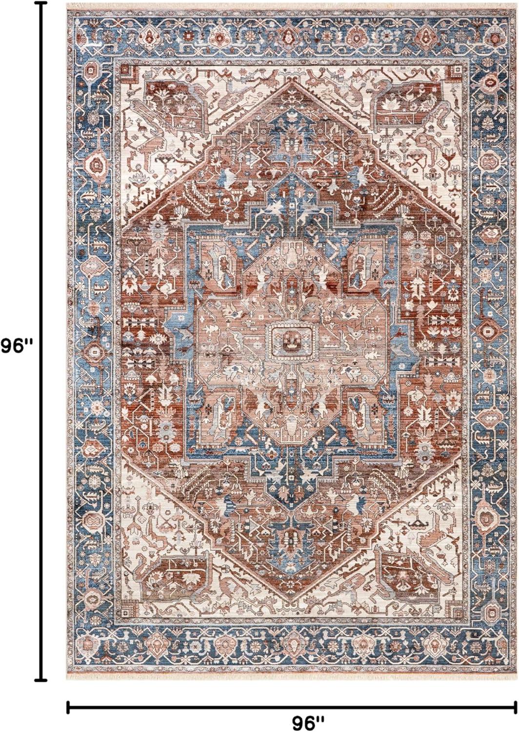 nuLOOM Harriet Vintage Medallion Fringe Area Rug, 8' Square, Blue