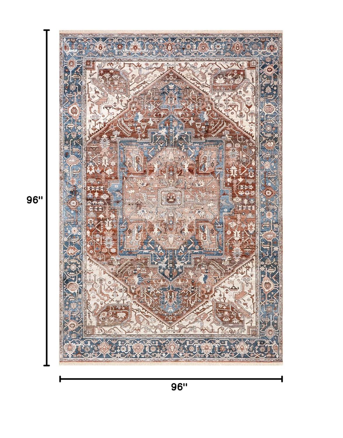 nuLOOM Harriet Vintage Medallion Fringe Area Rug, 8' Square, Blue