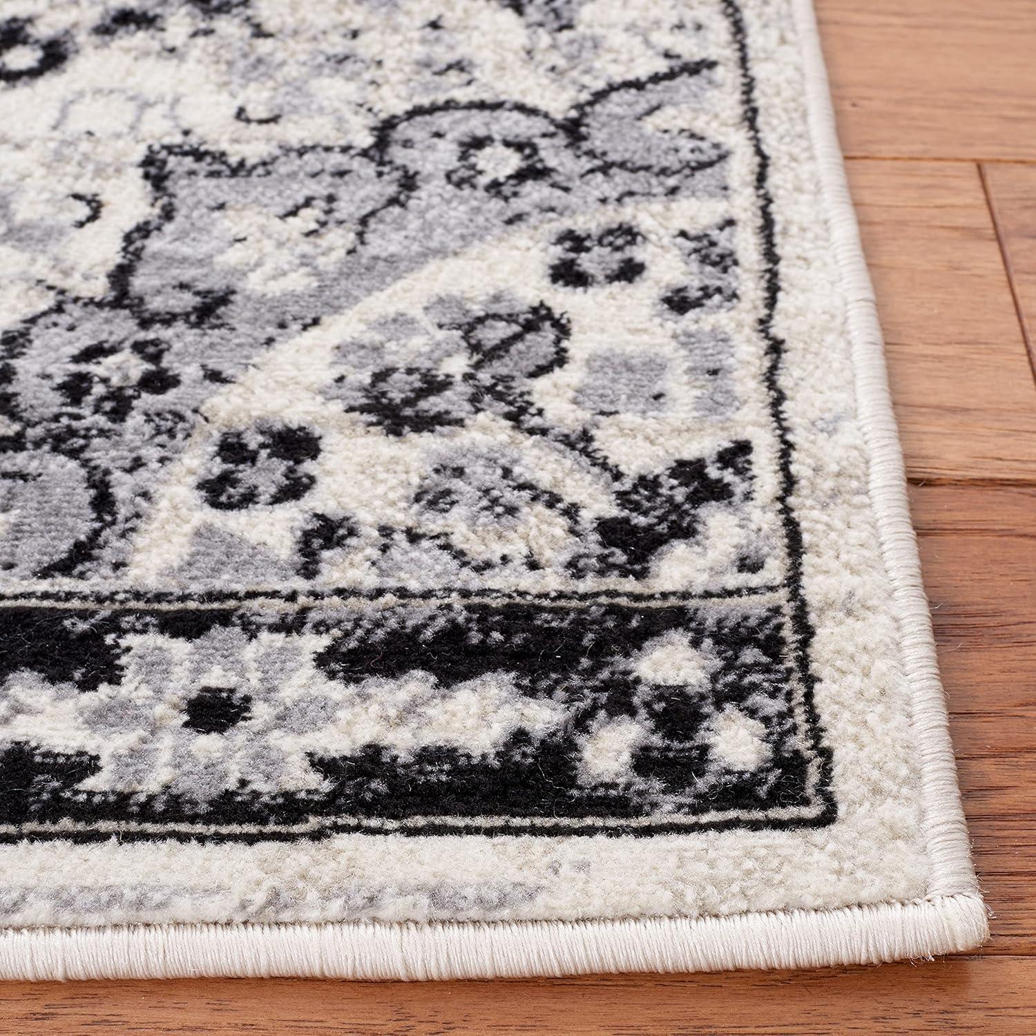 Brentwood BNT802 Power Loomed Area Rug - Ivory/Black - 6'x9' - Safavieh.