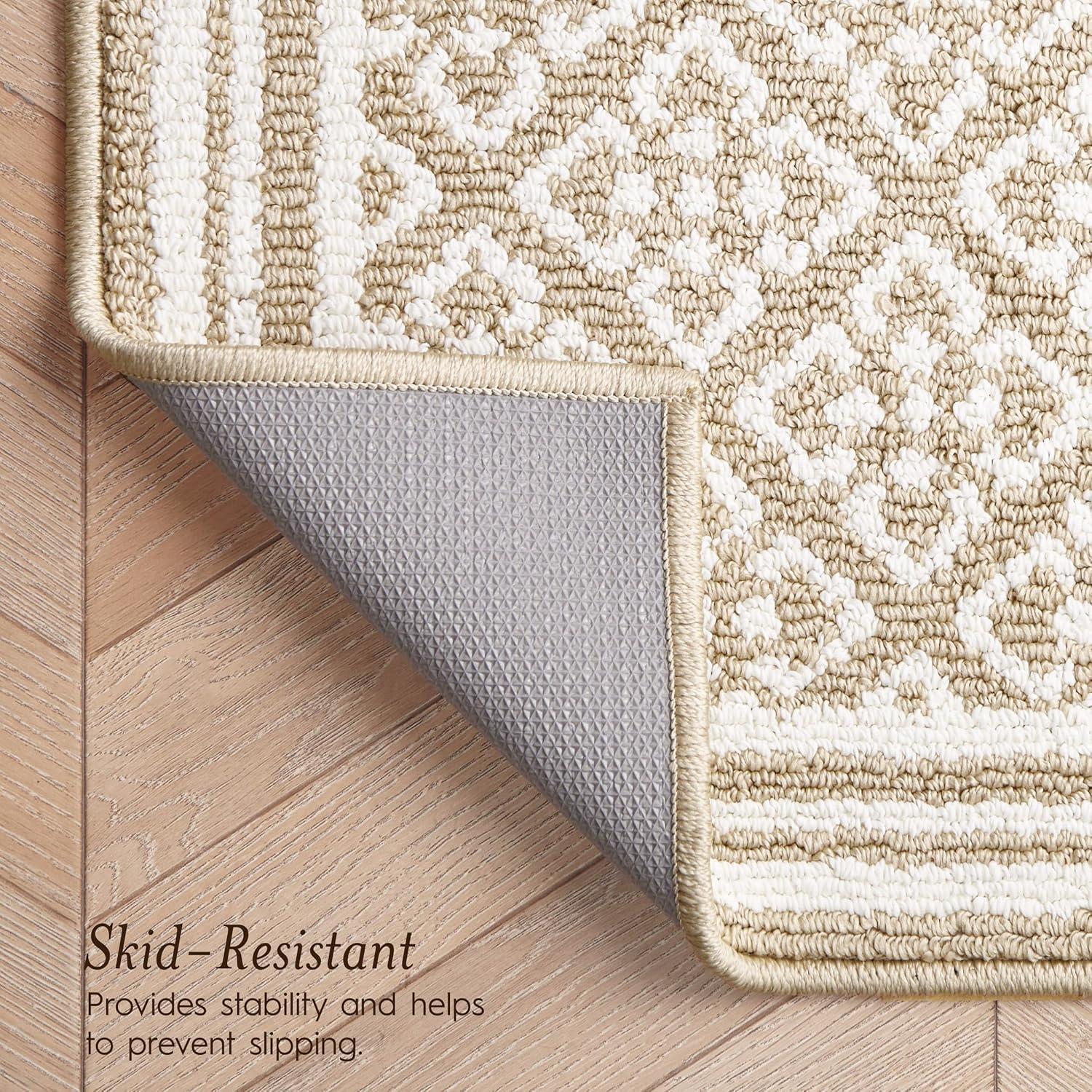 Isla Machine Woven Synthetic Geometric Area Rug In Beige/White