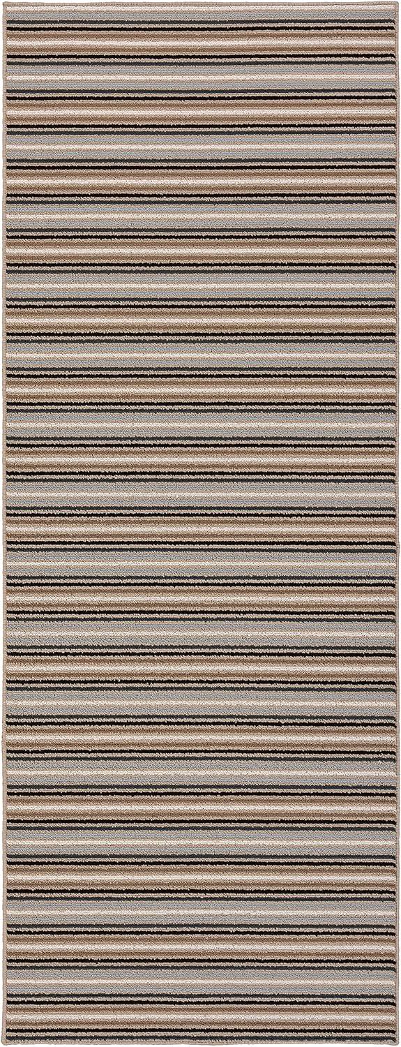 Nantucket Stripe 3x8 Earth Tone Tufted Runner Rug