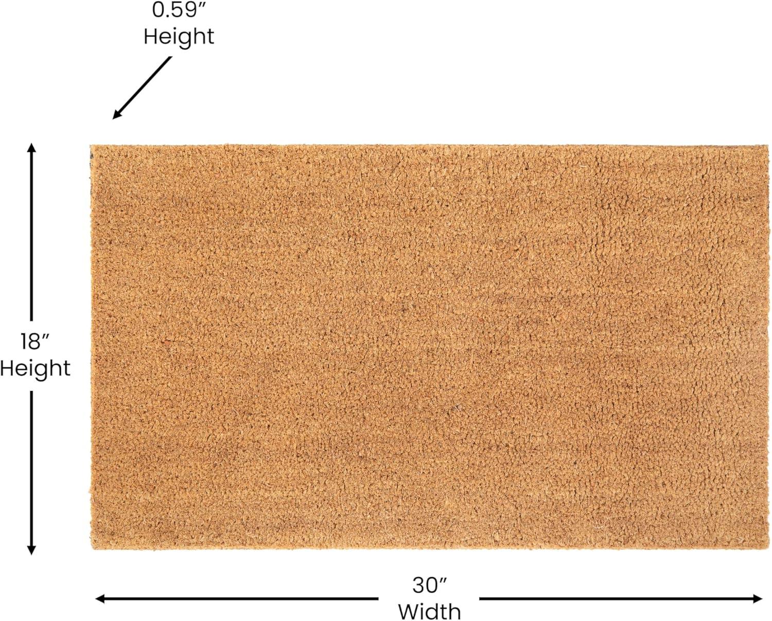 Flash Furniture Harbold 18" x 30" Indoor/Outdoor Solid Natural Coir Doormat with Non-Slip Backing in Natural