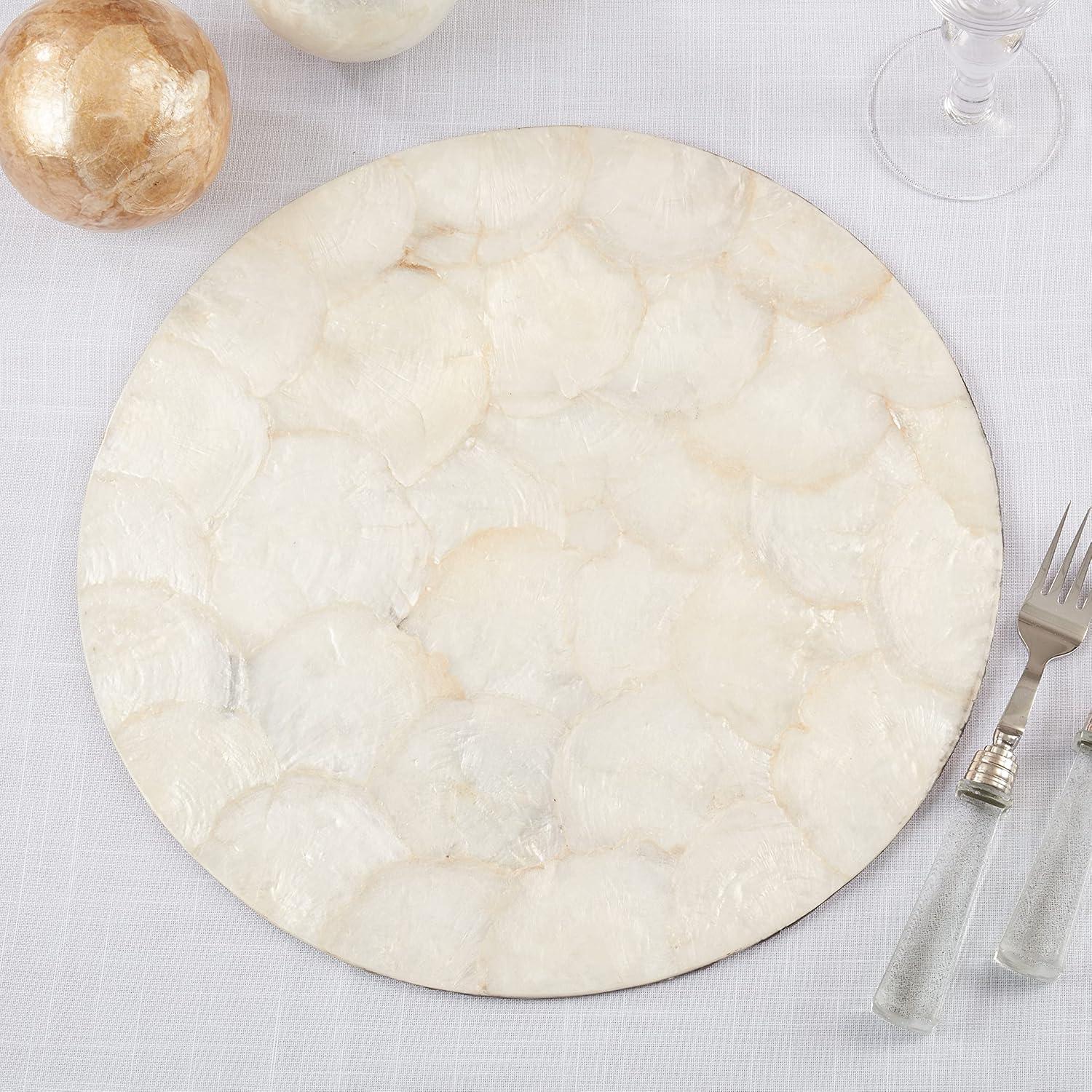 Talaria 50% Capiz Shell - 50% Resin No Pattern Round Placemat