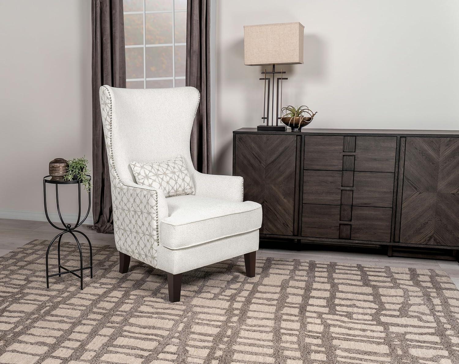 Coaster Pippin Upholstered Fabric Accent Chair with Wingback in Latte