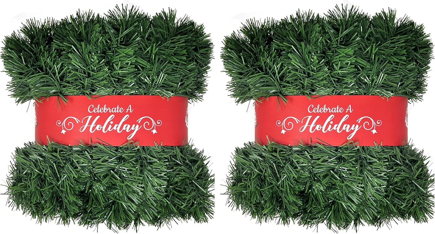 50 Foot Garland | Christmas Garland for Christmas Decorations Indoor or Outdoor | Non-Lit Soft Garland Christmas Decorations | Green Holiday Decor | Home Garden Artificial Greenery (50 FT)