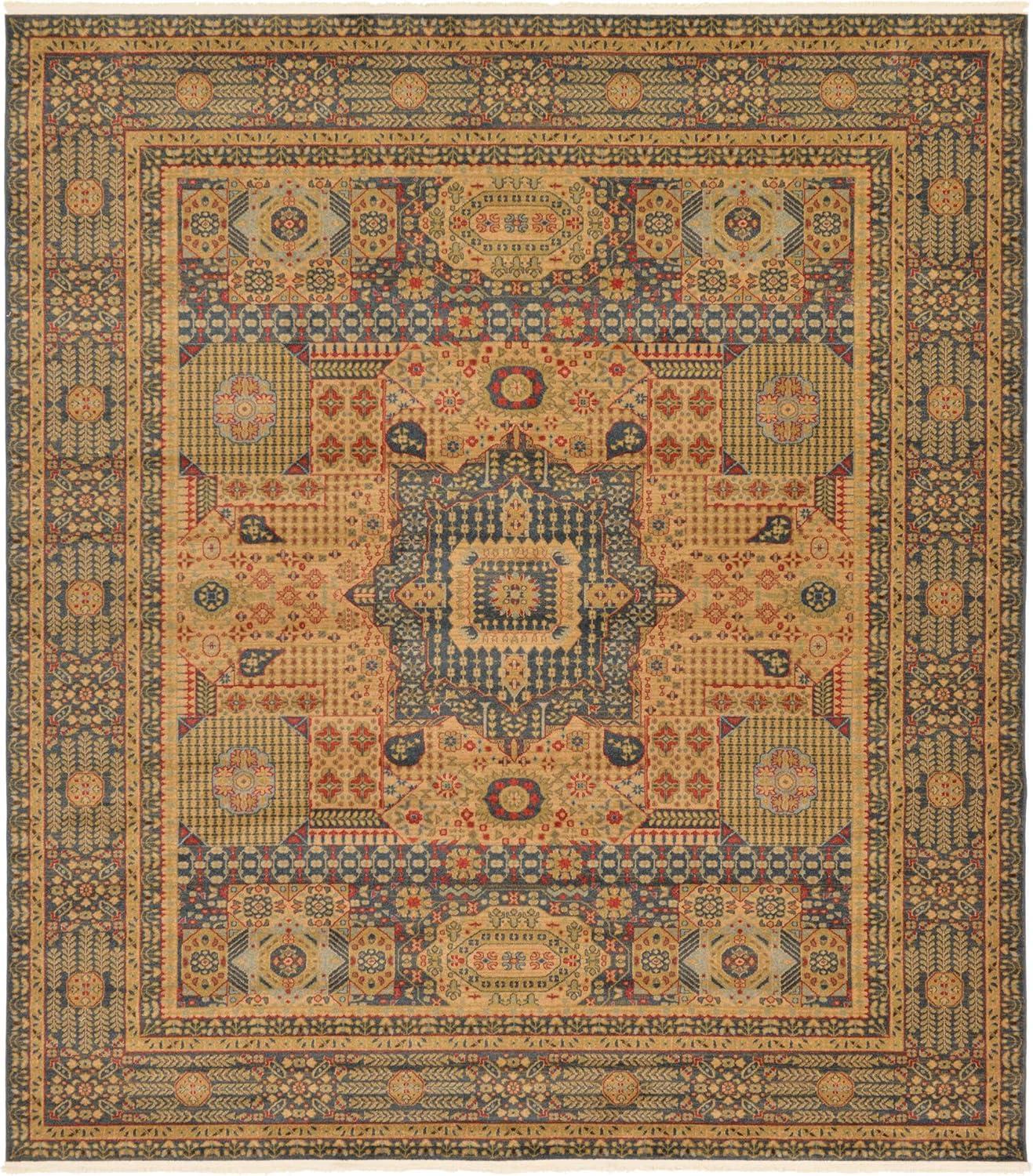 Unique Loom Palace Collection Area Rug (10'Square, Brown/ Light Blue)