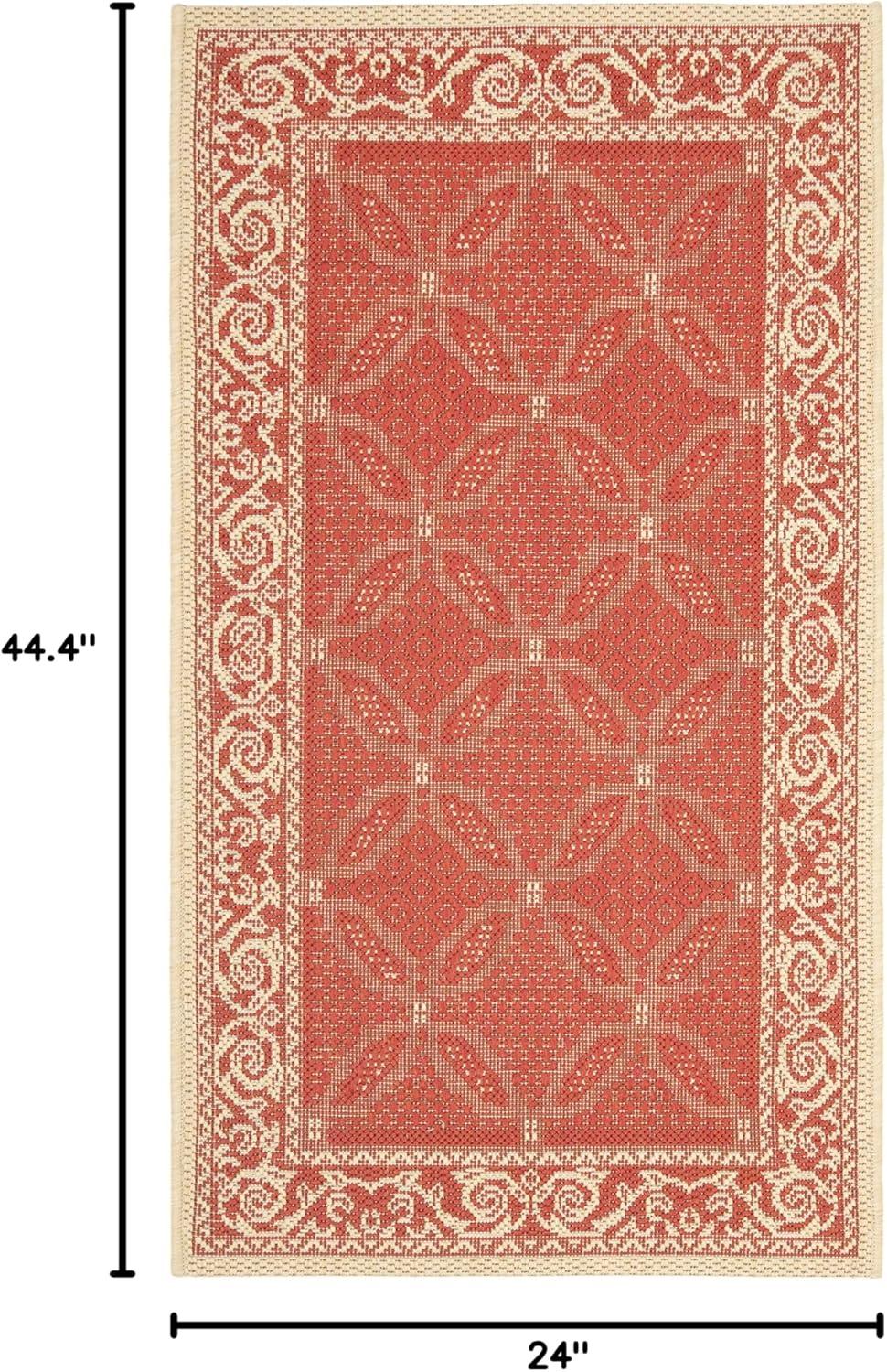 SAFAVIEH Courtyard Gaus Oriental Indoor/Outdoor Area Rug, Red/Natural, 2' x 3'7"