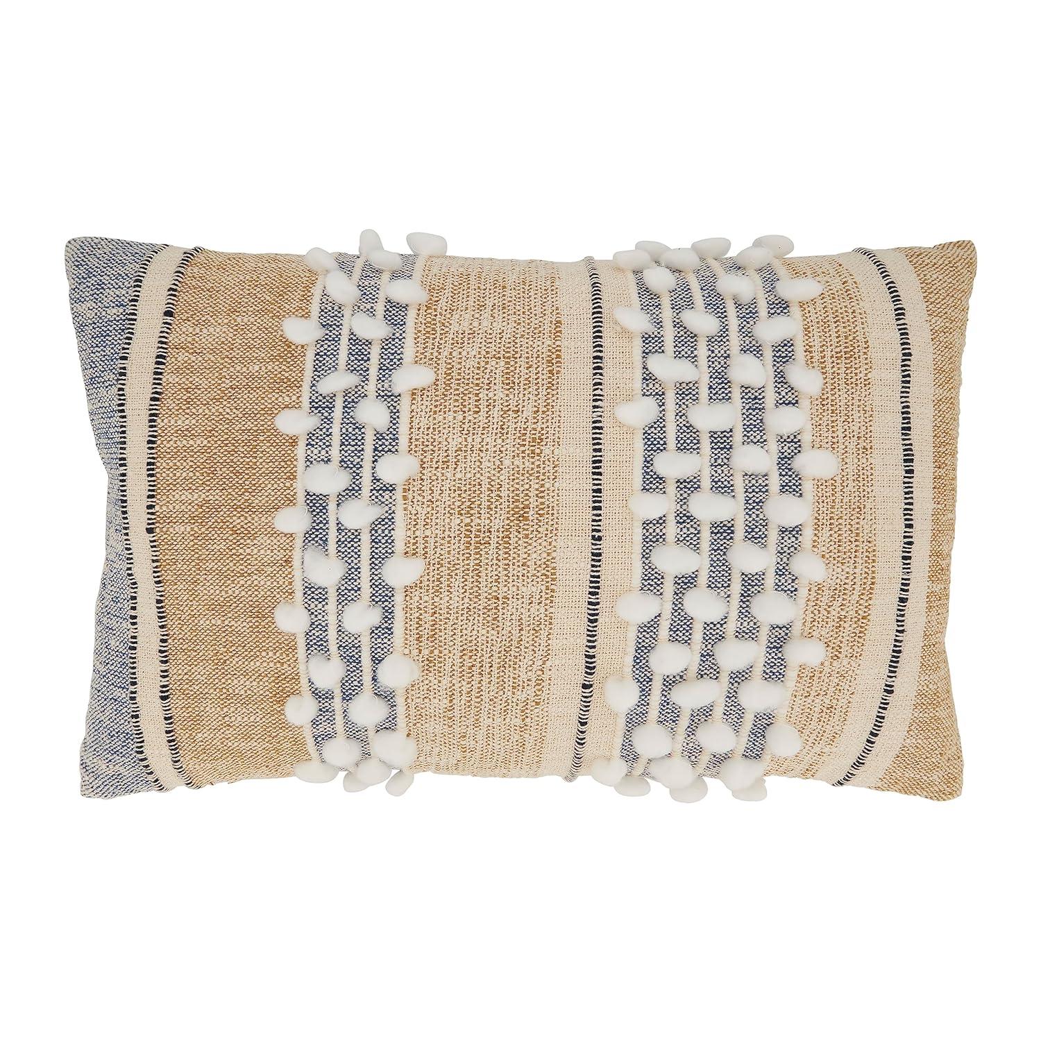 Saro Yari Collection Striped Cotton Throw Pillow