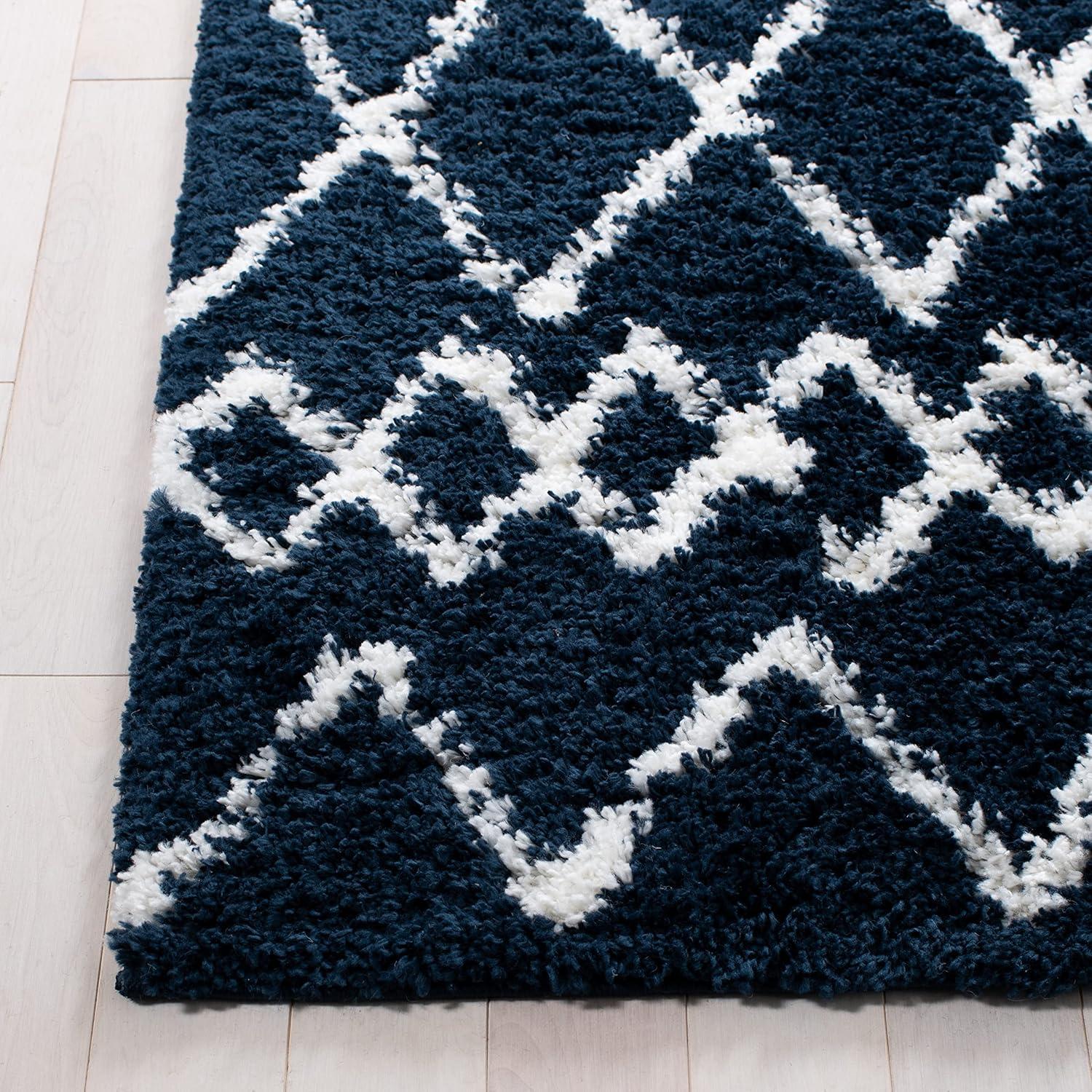 Berber Shag BER165 Power Loomed Indoor Area Rug - Navy/Ivory - 8'x10' - Safavieh