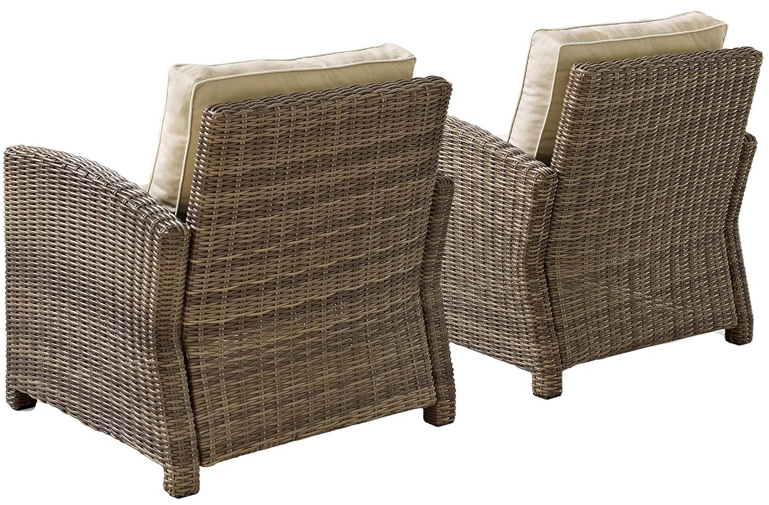 Crosley Bradenton 2 Piece Outdoor Wicker Seating Set with Sand Cushions: Steel Frame, UV-Resistant
