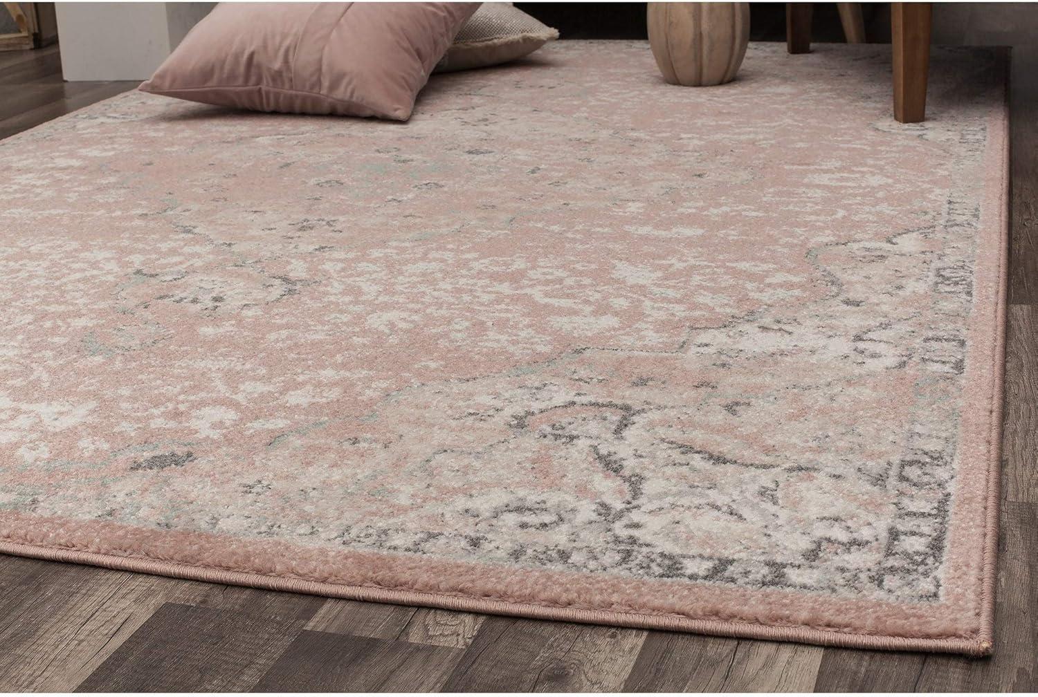 Rugs America Harper HY50B Pink Amaranth Transitional Vintage Living Room Bedroom Nursery Area Rug