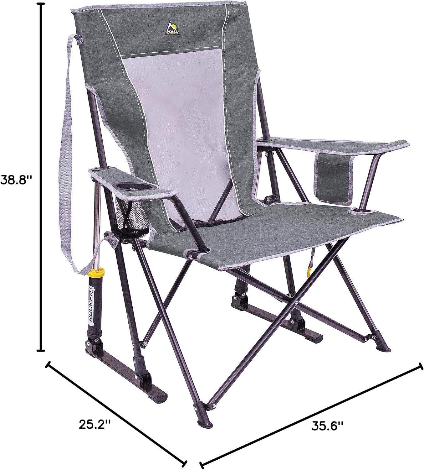 Mercury Gray Foldable Rocking Camp Chair with Mesh Backrest