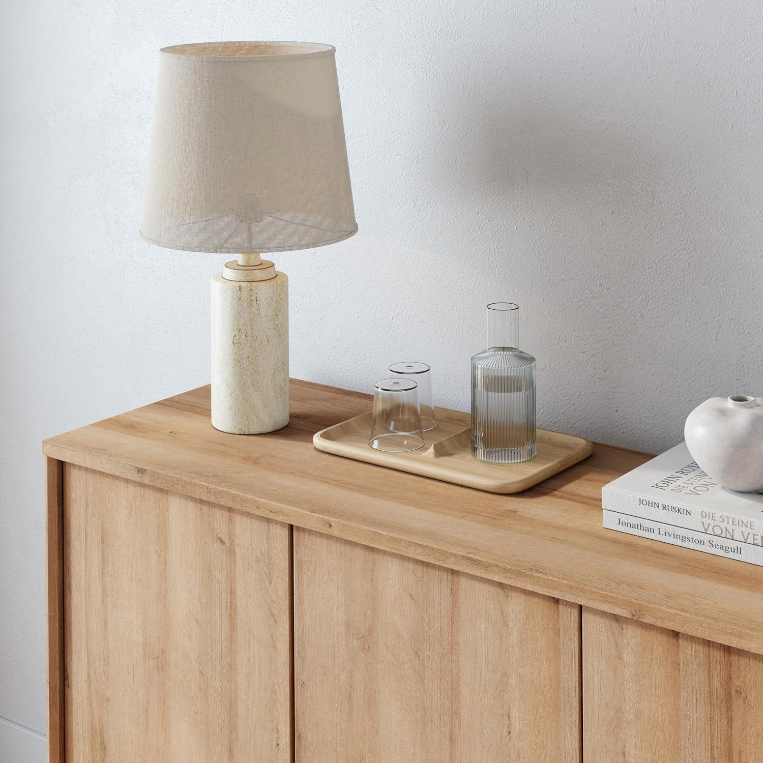 Prepac Natural Oak Finnley Sideboard Cabinet Buffet Cabinet with Storage Accent Cabinet for Living Room, Kitchen, Entryway Cabinet with Adjustable Shelves Push Latch System 16"D x 61.5"W x 30.75"H