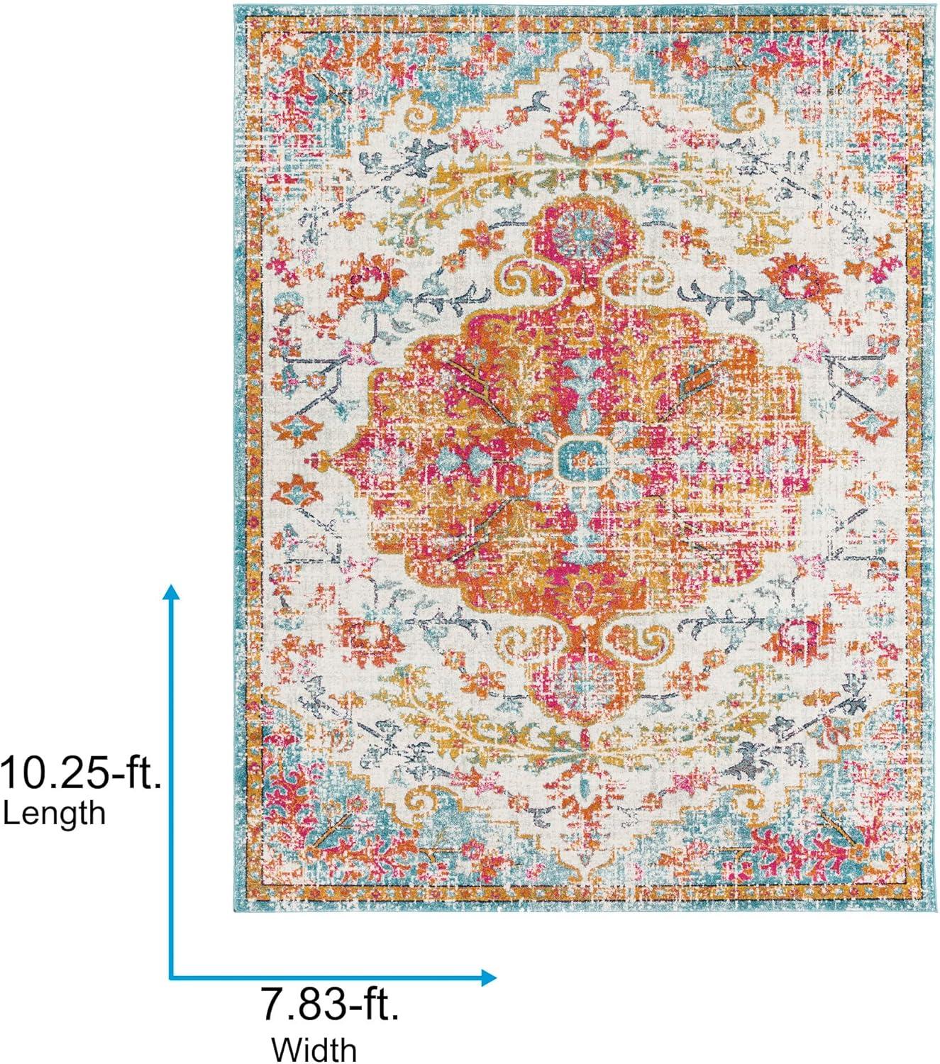 Livabliss Harput Vintage Medallion Area Rug,7'10" x 10'2",Orange/Aqua