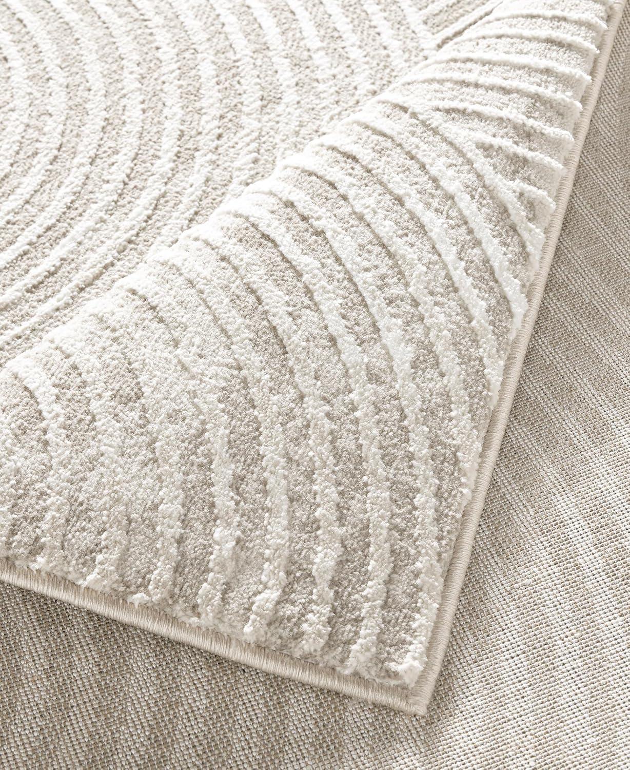 TOWN & COUNTRY Luxe Maya Soft Arches Neutral Indoor Area Rug with High-Low Texture, Ivory/Greige