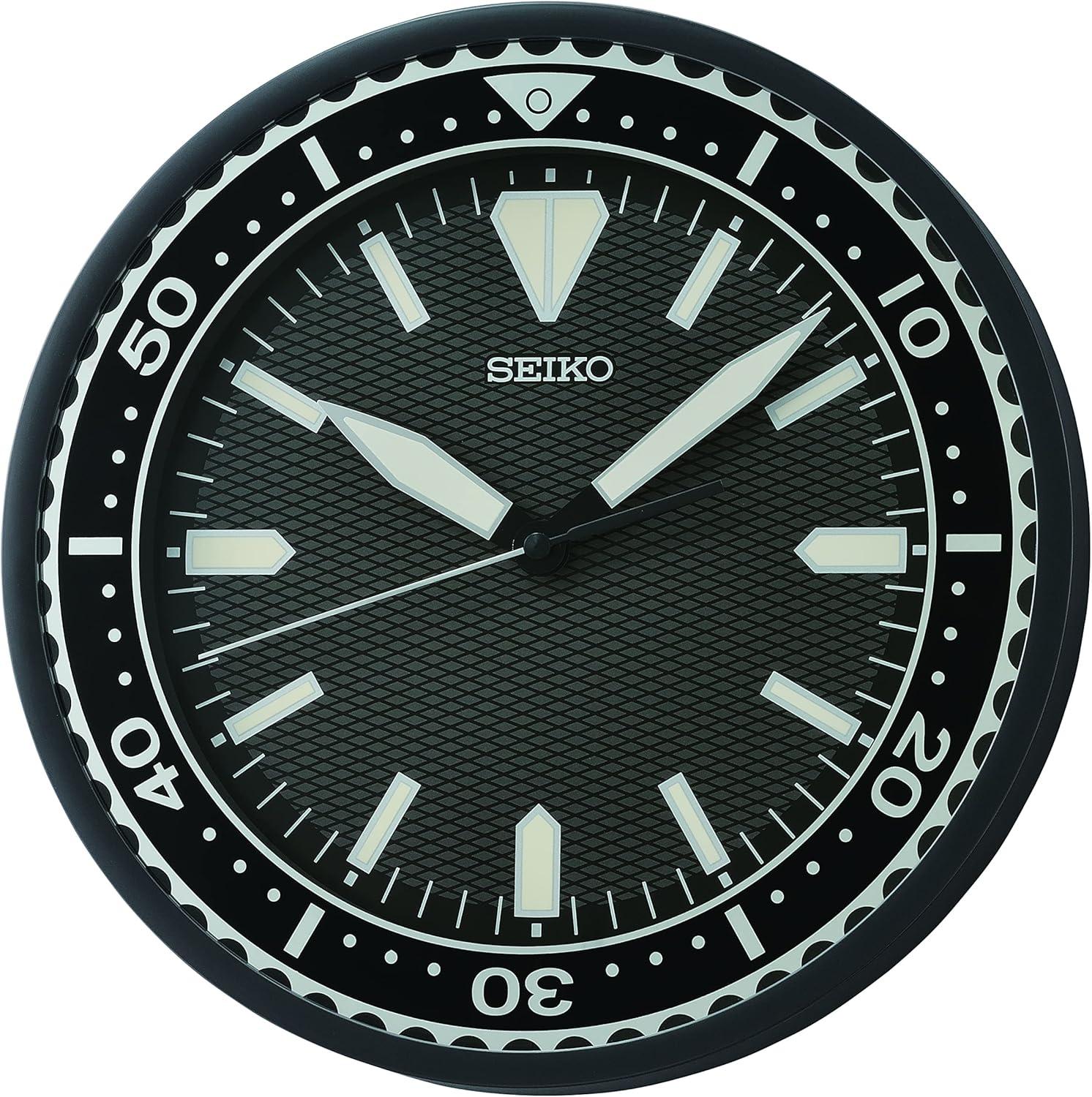 Seiko 12" Black Heritage Design Watch Dial Wall Clock