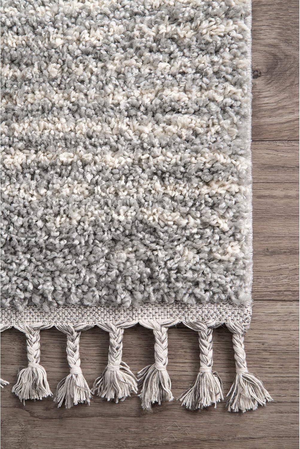 Gray Diamond Braided Shag 4' x 6' Synthetic Area Rug