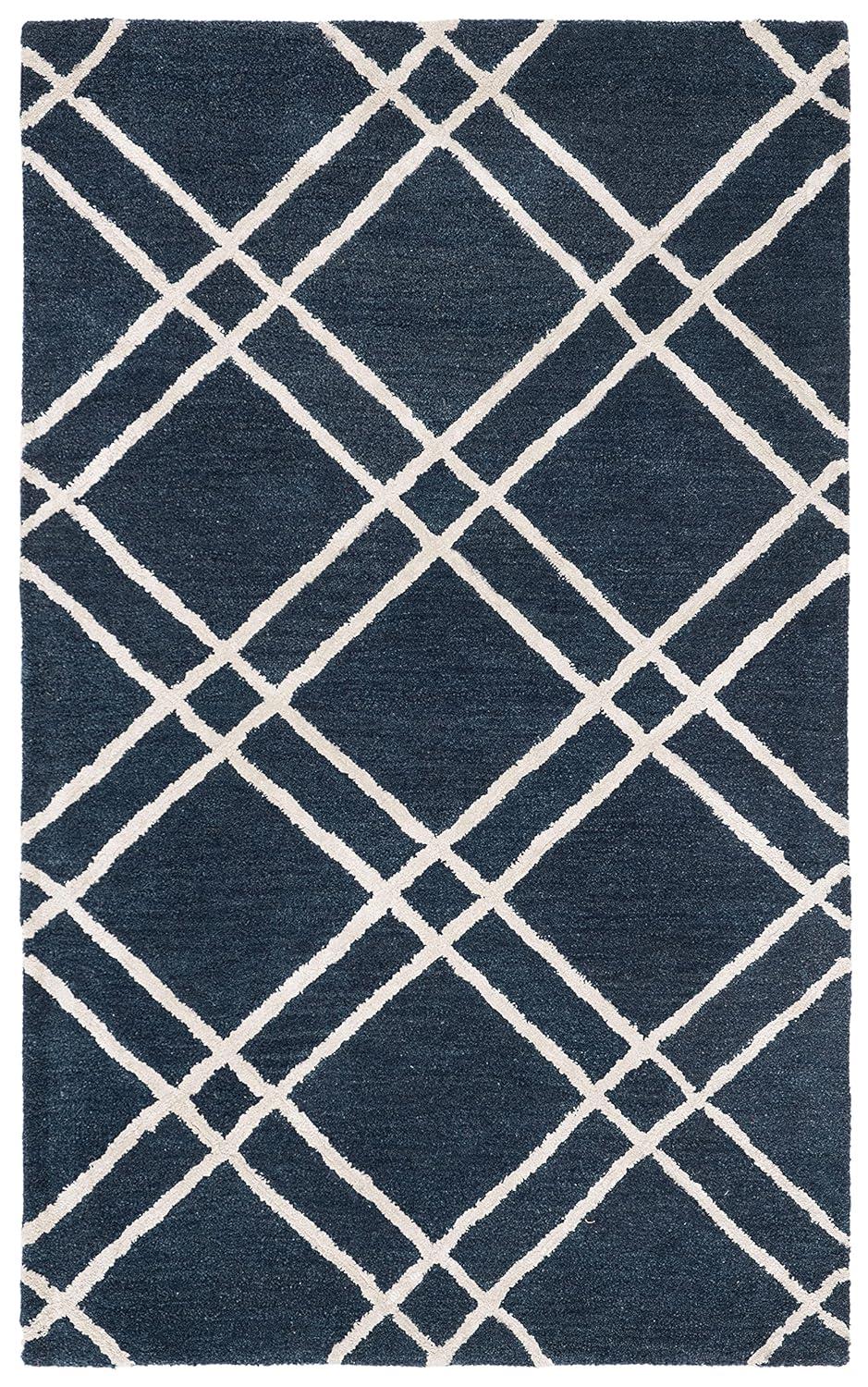 SAFAVIEH Himalaya Maralyn Geometric Wool Area Rug, Navy/Silver, 2' x 3'