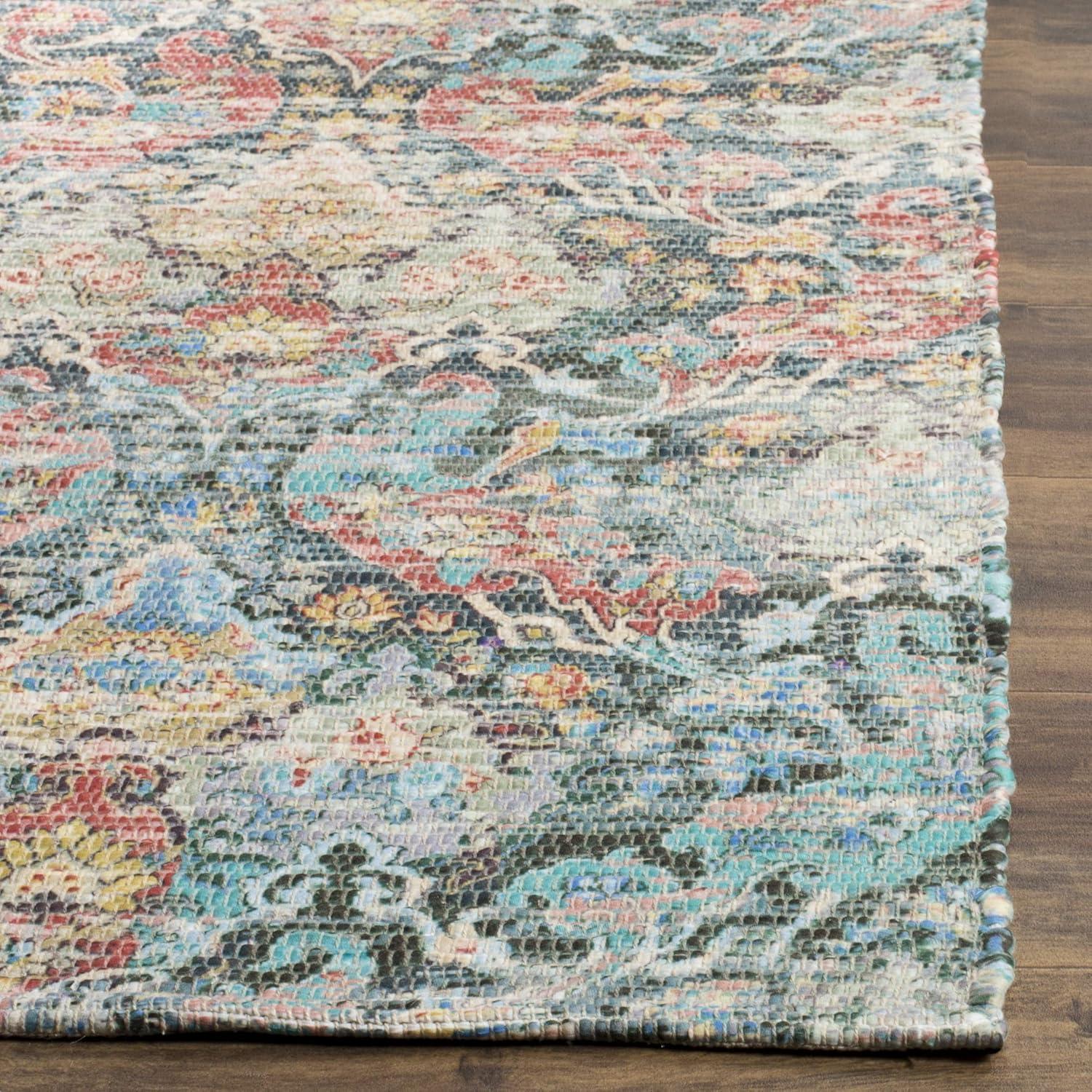 Saffron SFN570 Hand Loomed Area Rug - Coral/Aqua - 5'x8' - Safavieh.
