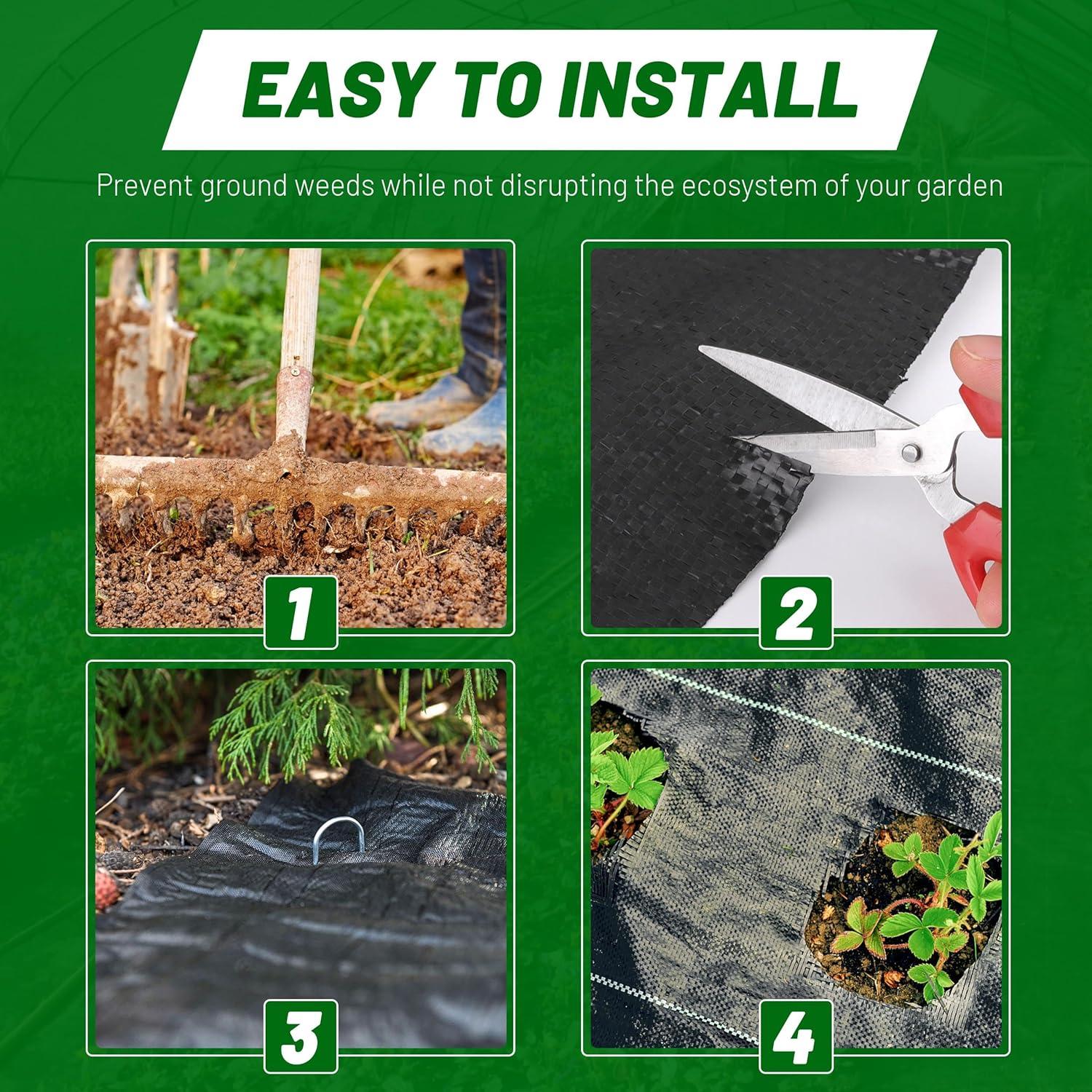 4FT x 50FT Weed Barrier Landscape Fabric Premium Heavy Duty with High Water Permeability and Breathability Woven Geotextile Fabric for Underlayment