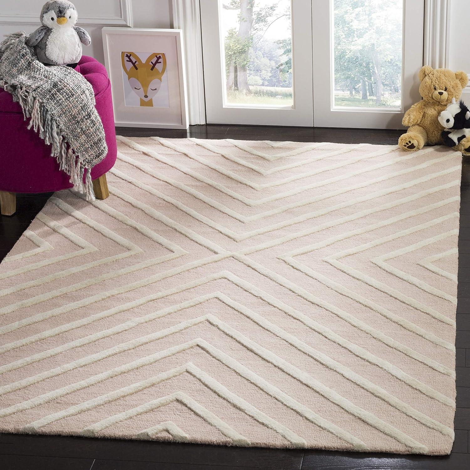 Safavieh Kids Pattern SFK920 Hand Tufted Indoor Accent Rug - Pink/Ivory - 4'x6' - Safavieh