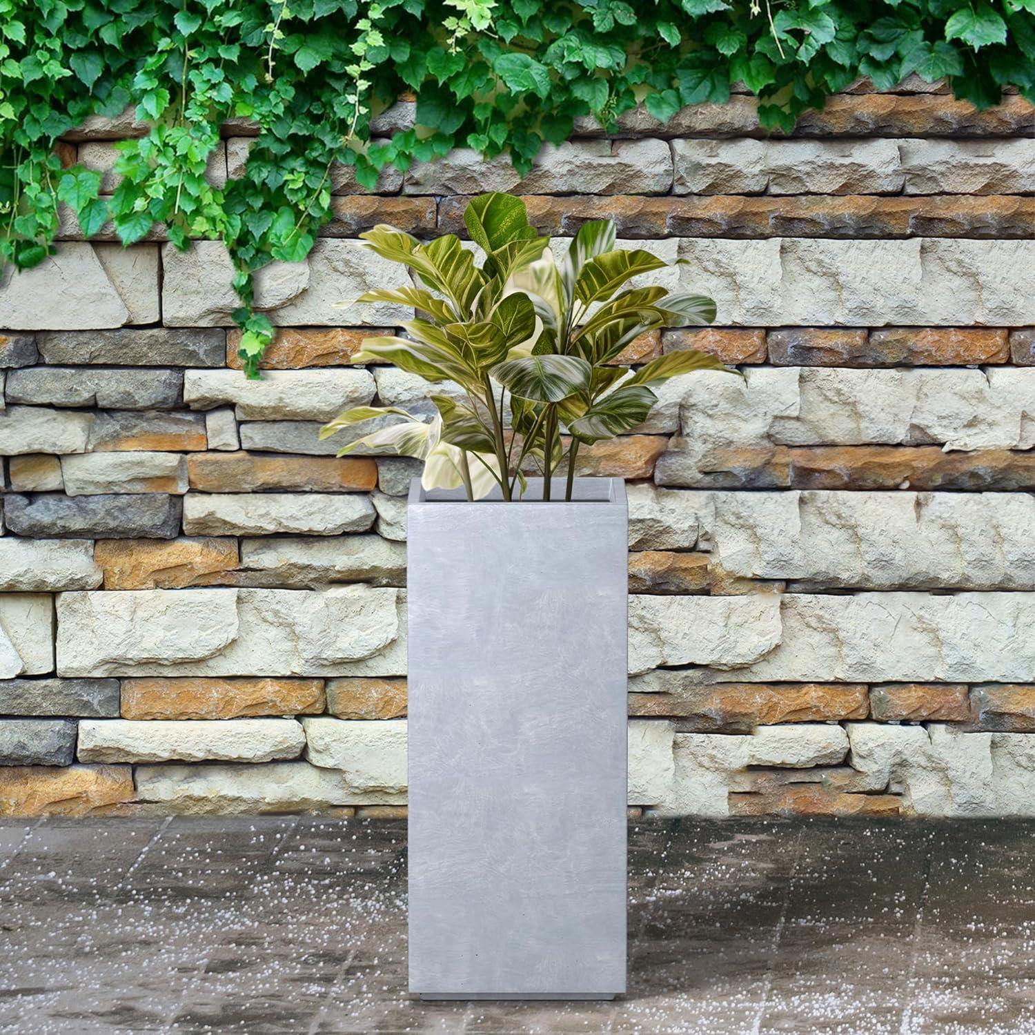 Rosemead Home & Garden, Inc. 9" Wide Rectangular Kante Lightweight Modern Tall Outdoor Decorative Planter Slate Gray