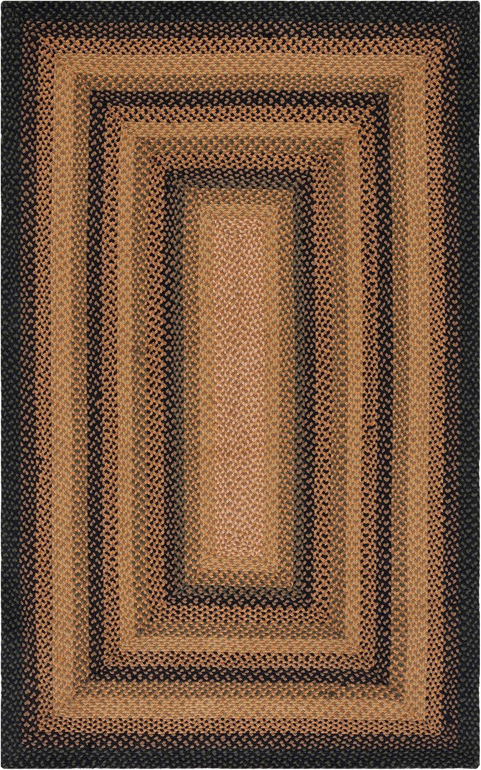Braided BRD651 Flat Weave Indoor Area Rug - Gold/Sage - 4'x6' - Safavieh
