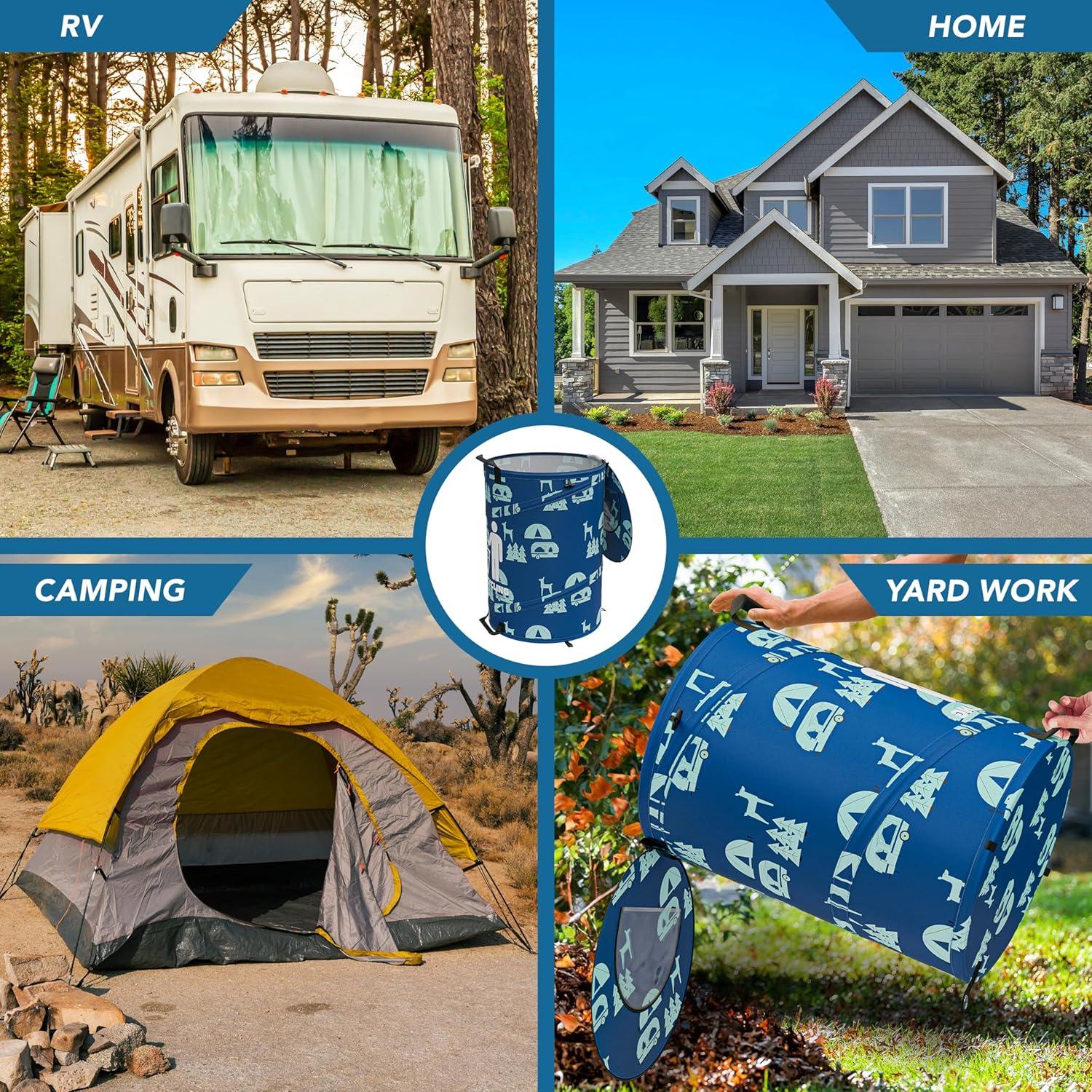 30 Gallon Collapsible Pop-Up Recycling Can for RV's, Camping, Recycling, Yard Waste, Leaf Bag, Children Toy Bin (Recycling Can)