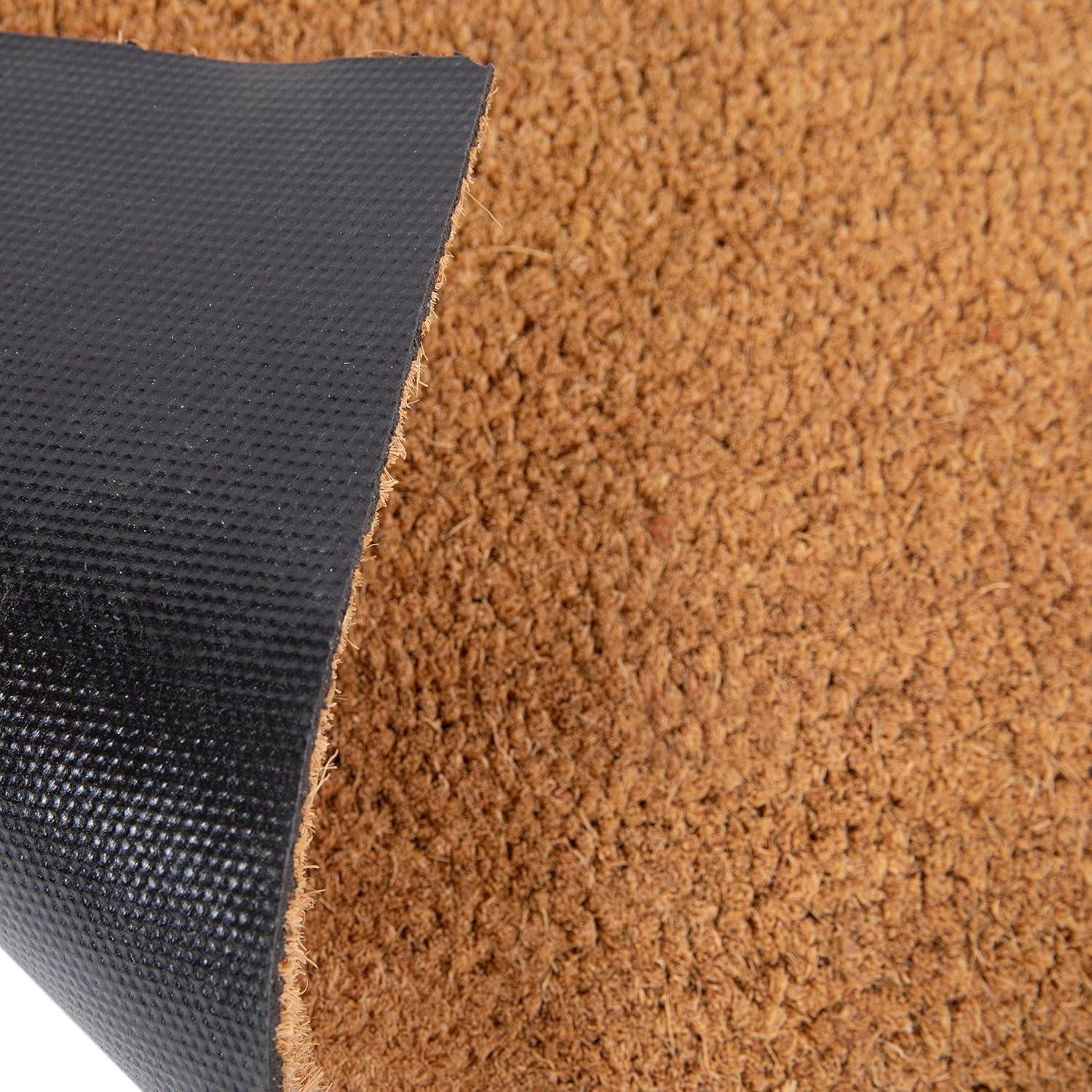 Flash Furniture Harbold 18" x 30" Indoor/Outdoor Solid Natural Coir Doormat with Non-Slip Backing in Natural
