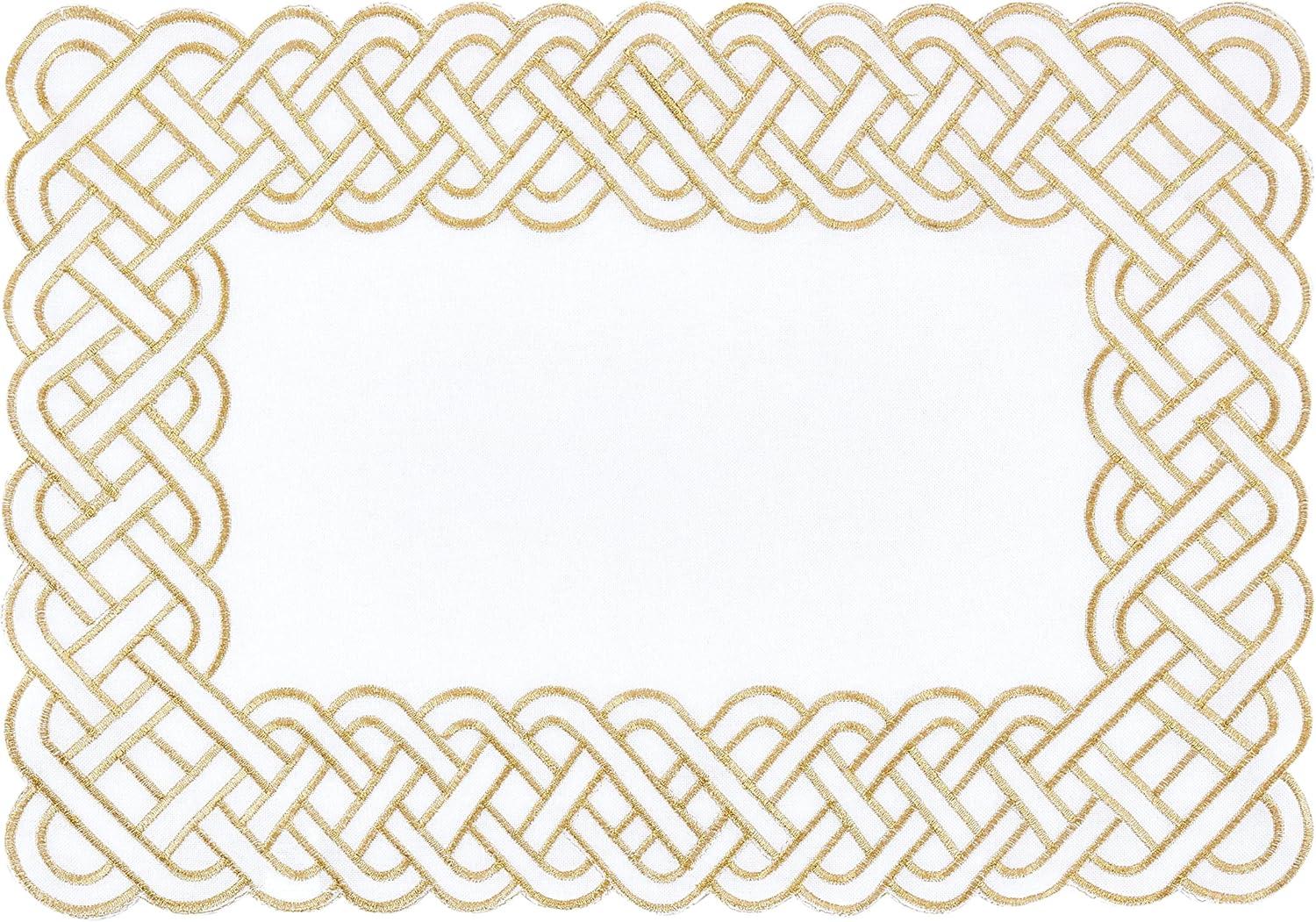 Gold Embroidered Fabric Rectangle Placemats Set of 4