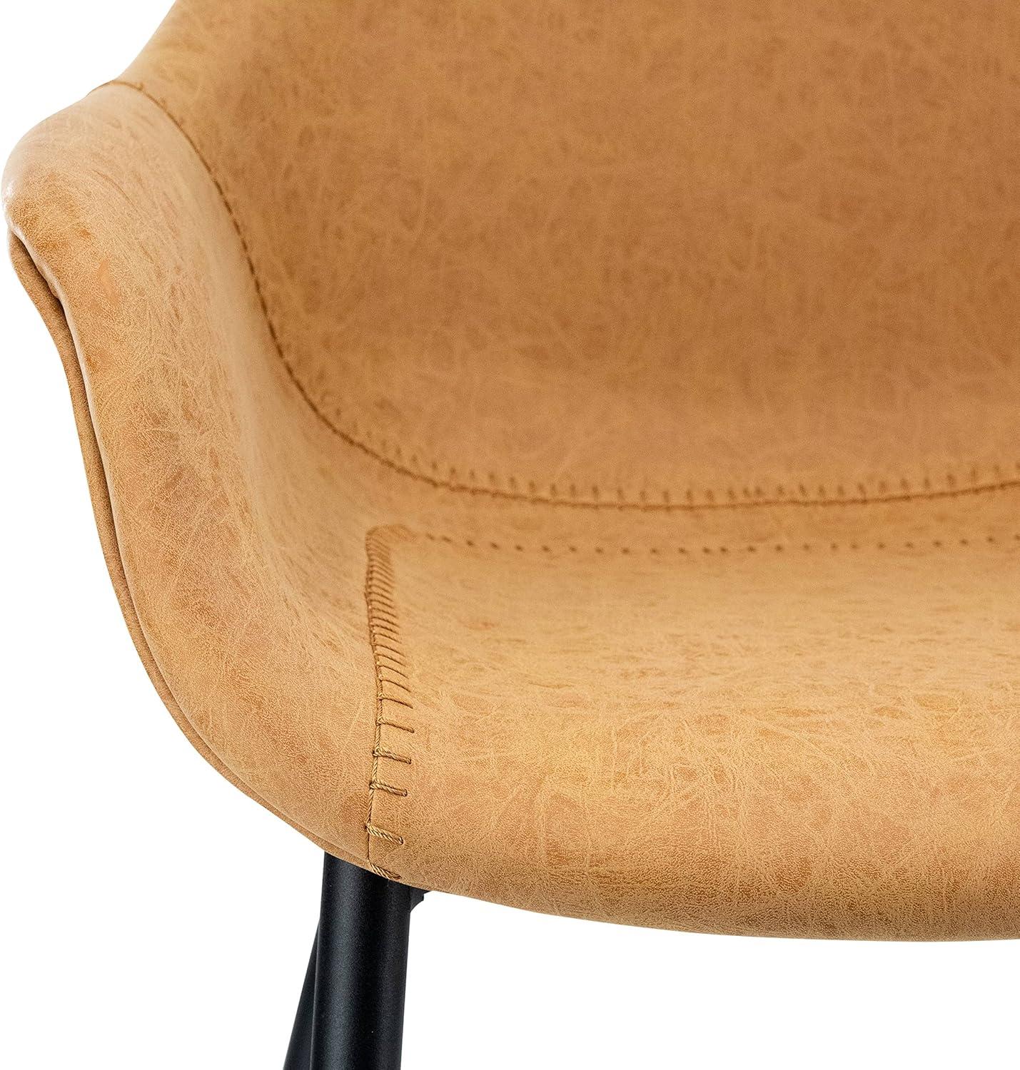 LeisureMod Markley Leather Dining Chair with Black Metal Legs Upholstered Seat Modern Design Perfect for Kitchen Dining Room Office or Lounge Seating