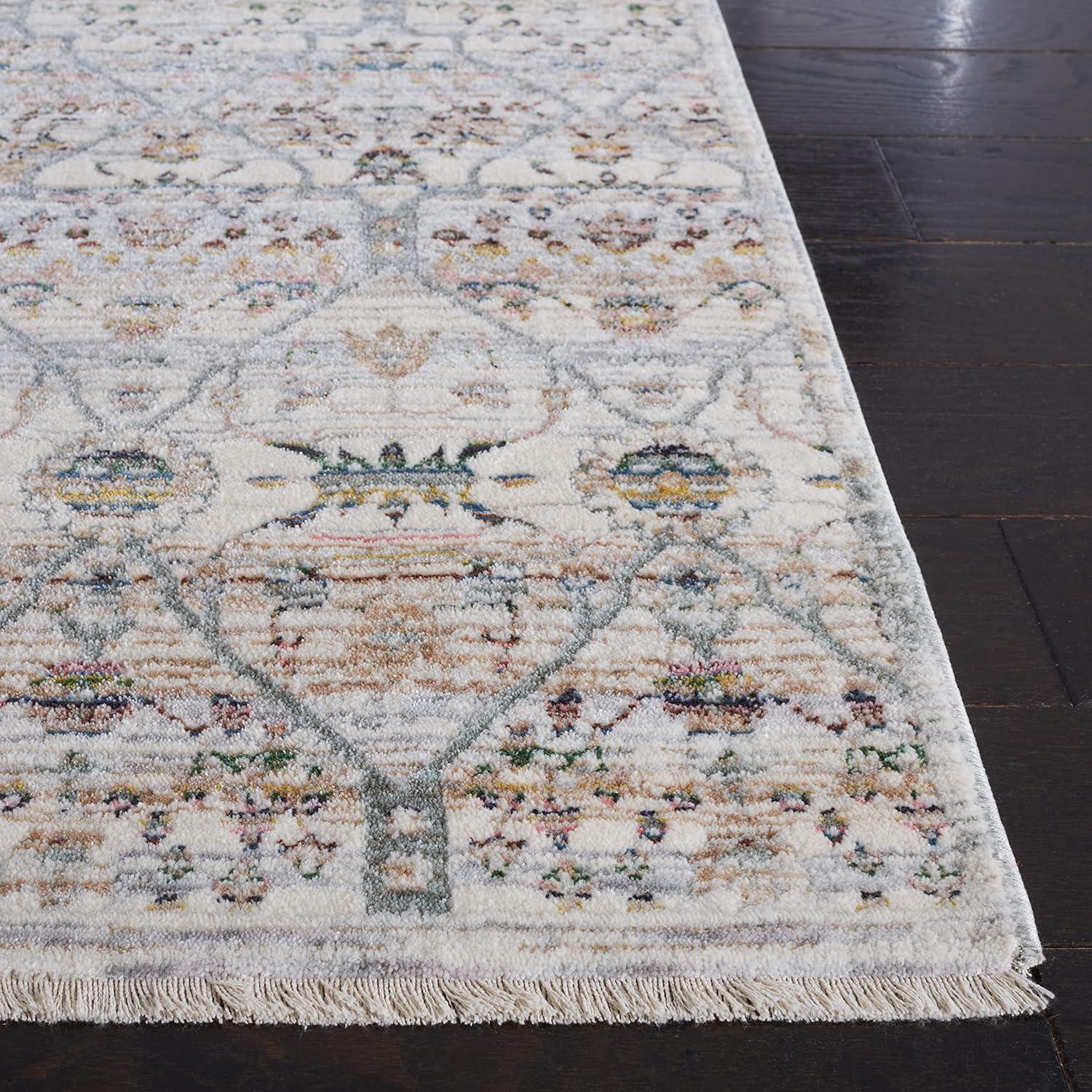 Princeton PRN911 Power Loomed Area Rug - Ivory/Blue - 6'7"x6'7" - Safavieh.