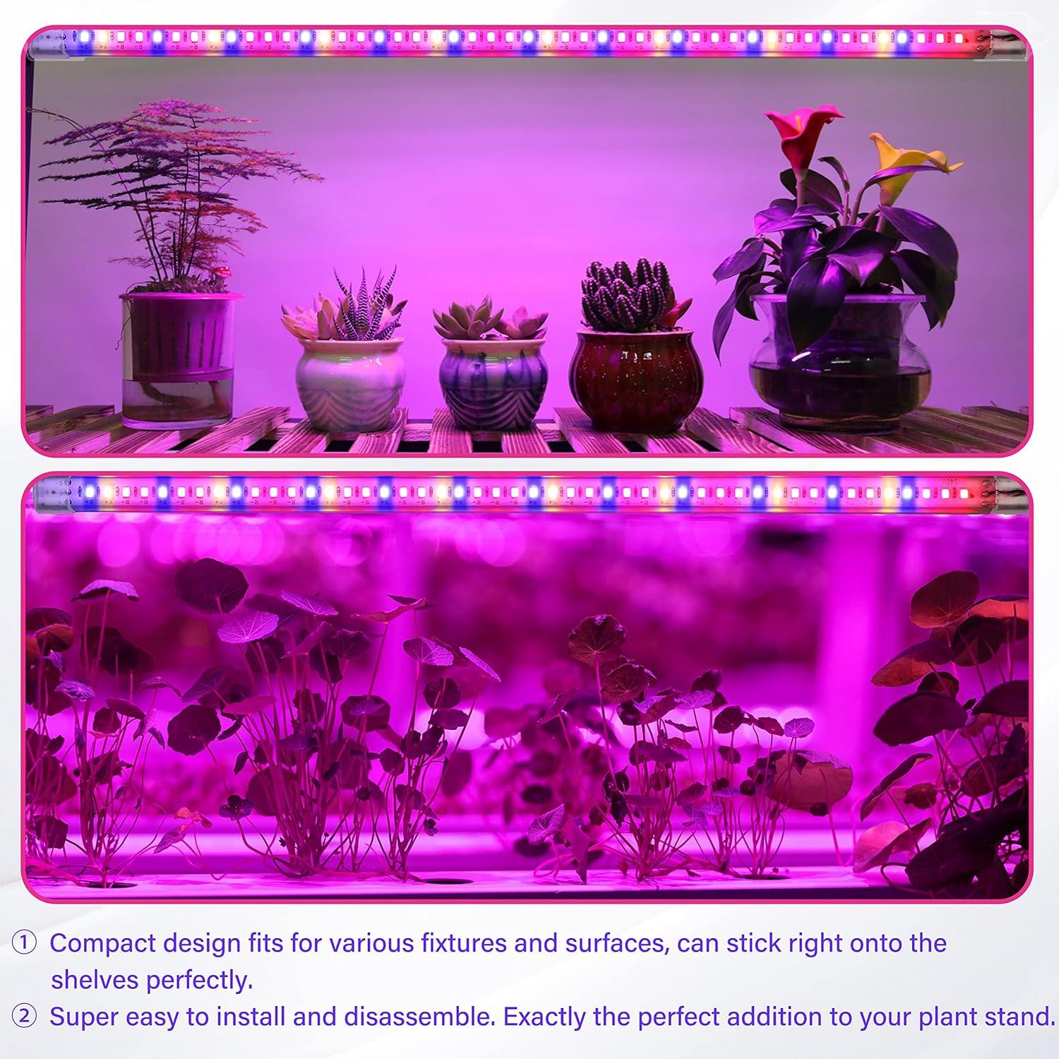 iPower LED Grow Light for Indoor Plants, 20W Grow Light Strips with Auto On/Off Timer, Plant Light Bars for Succulents