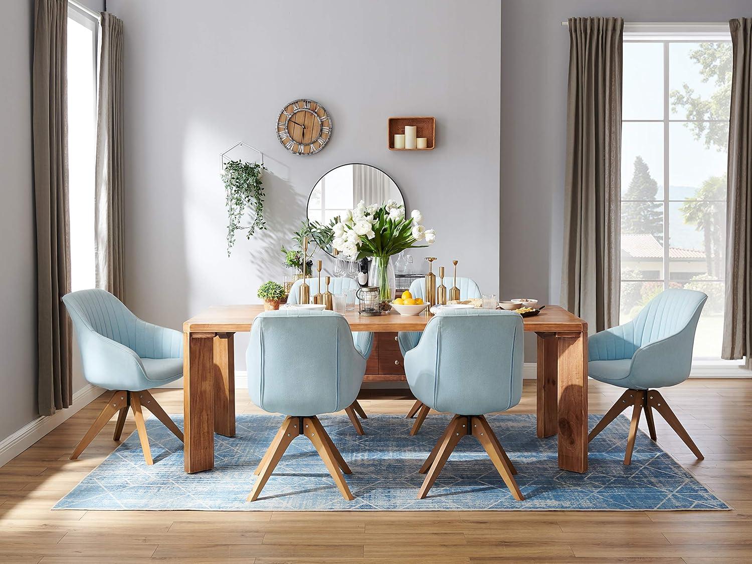 Art Leon Modern Swivel Fabric Accent Desk Chair with Beech Wood Legs, Yellow