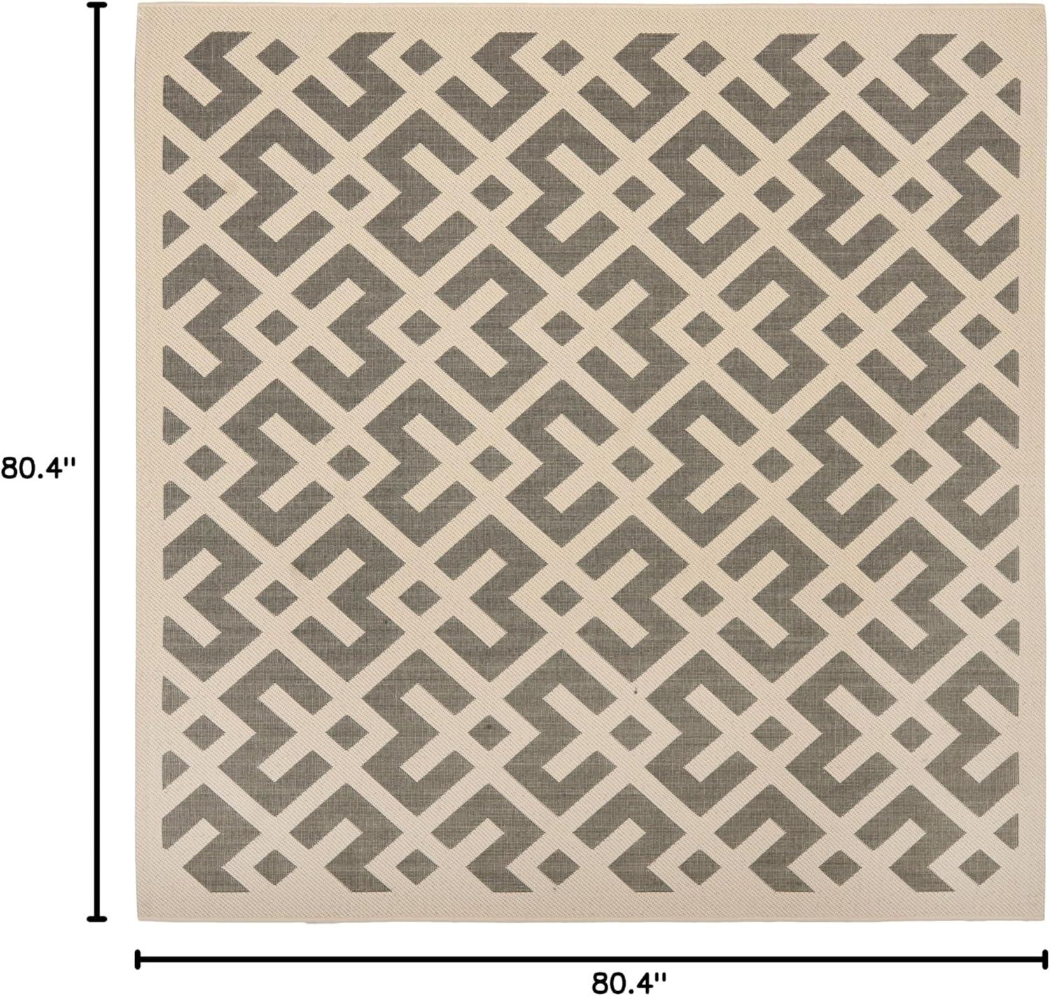 Courtyard CY6915 Power Loomed Indoor and Outdoor Area Rug - Grey/Bone - 6'7"x6'7" - Safavieh