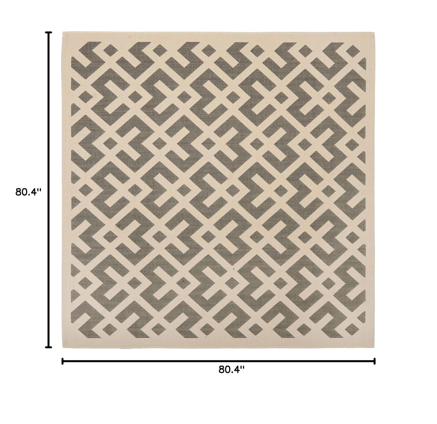 Courtyard CY6915 Power Loomed Indoor and Outdoor Area Rug - Grey/Bone - 6'7"x6'7" - Safavieh