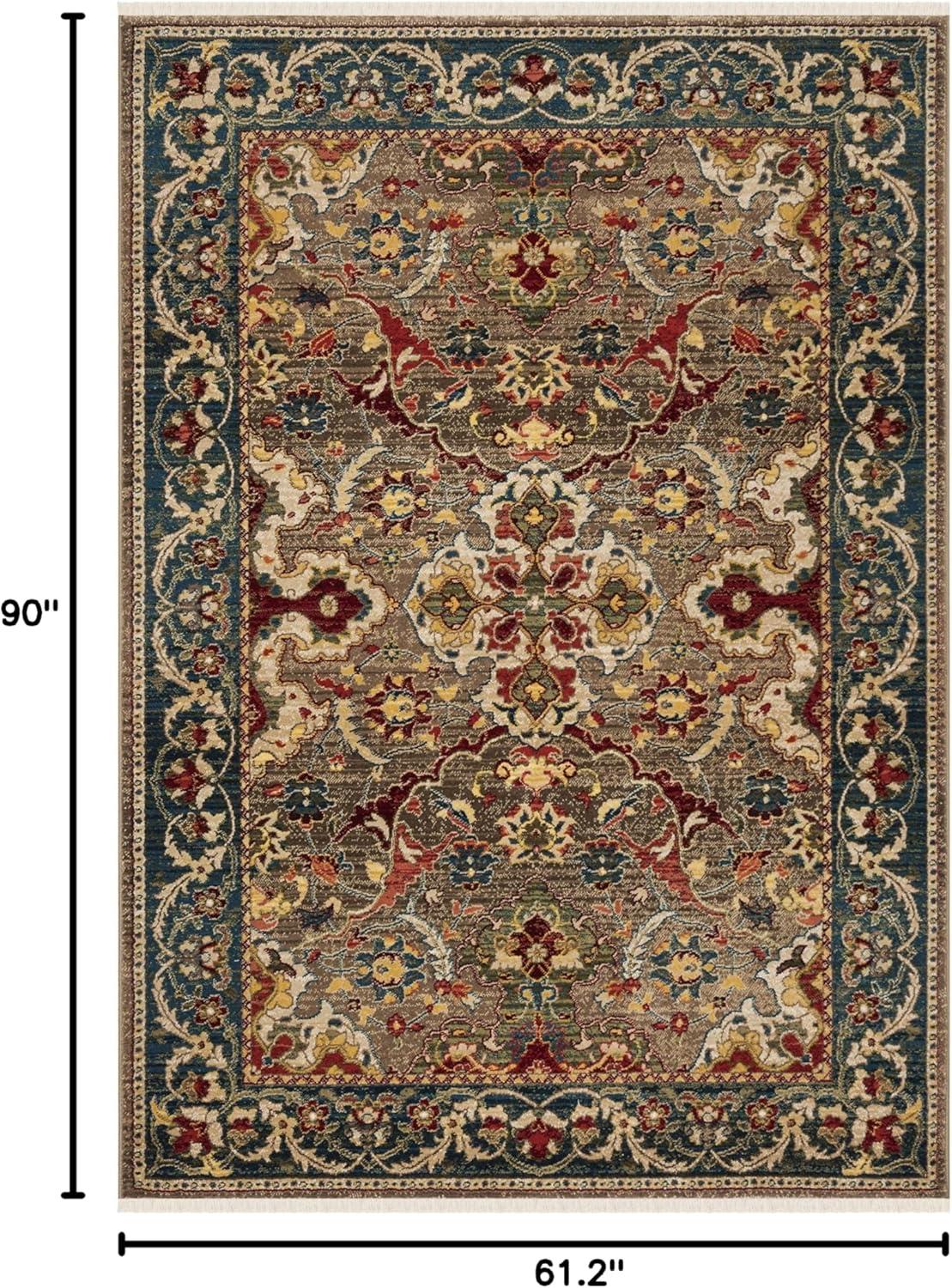 Kashan KSN307 Power Loomed Area Rug - Taupe/Blue - 5'1"x7'5" - Safavieh
